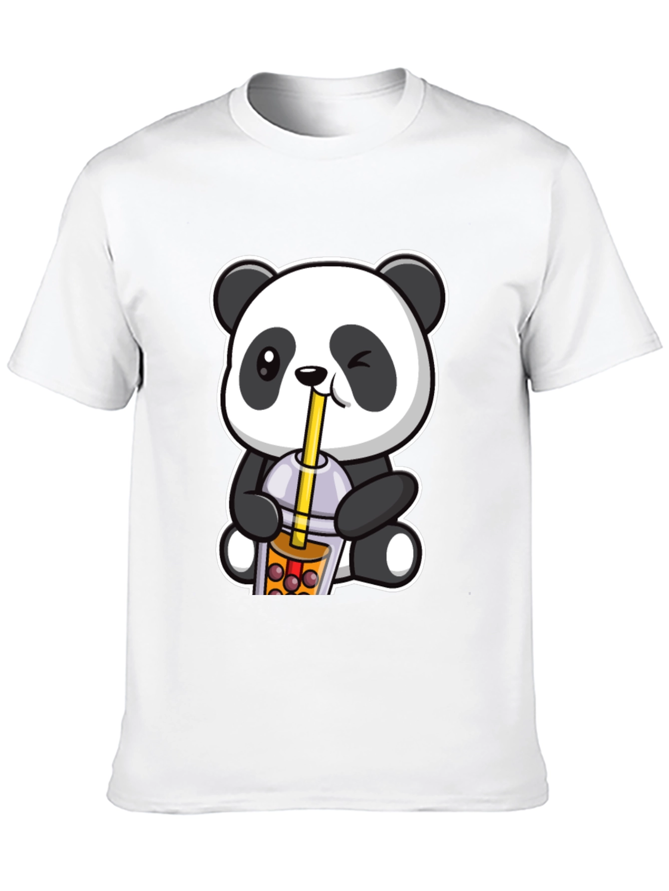 Black Cute Panda Boba Tea Graphic T-Shirt view 10