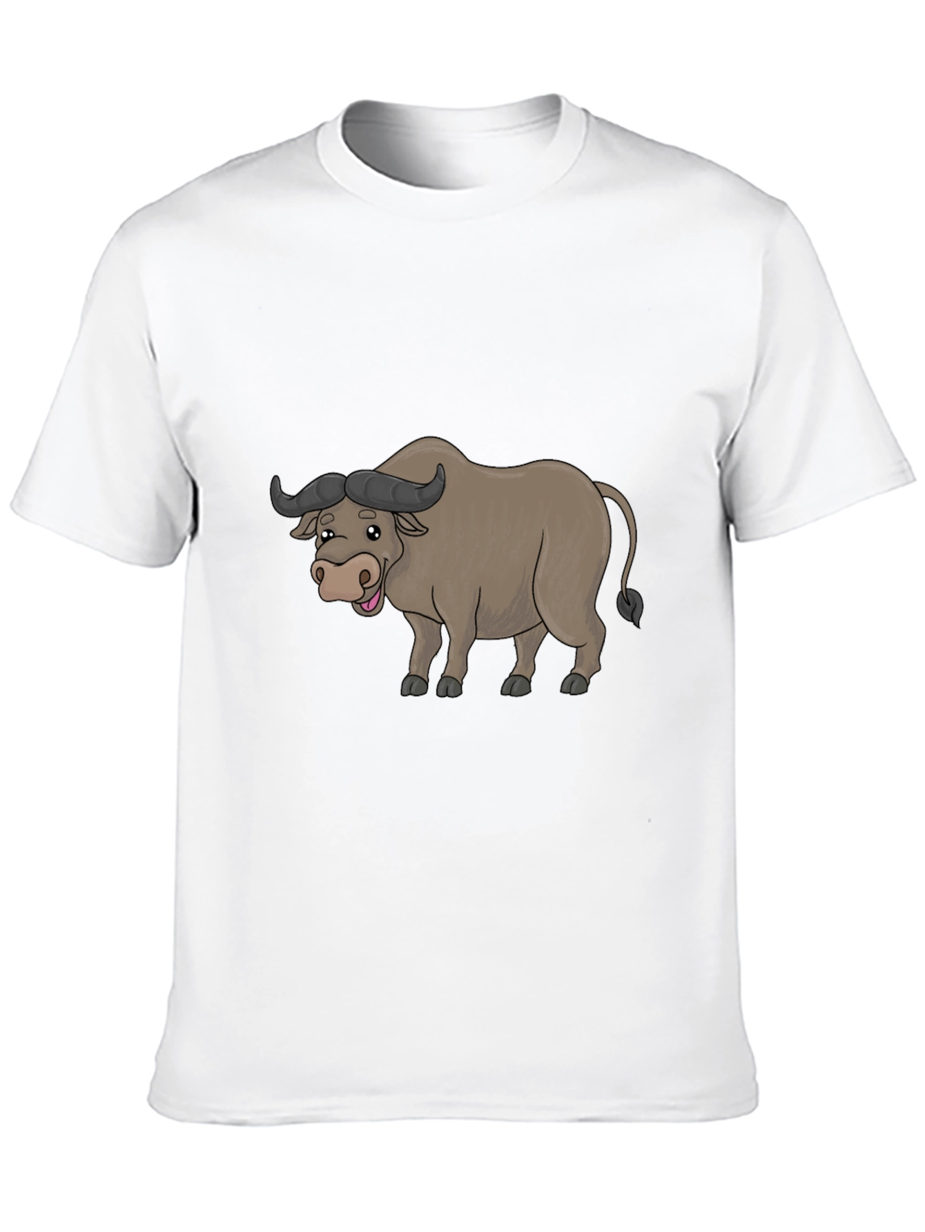 Black Funny Buffalo Cartoon Black T-Shirt view 10