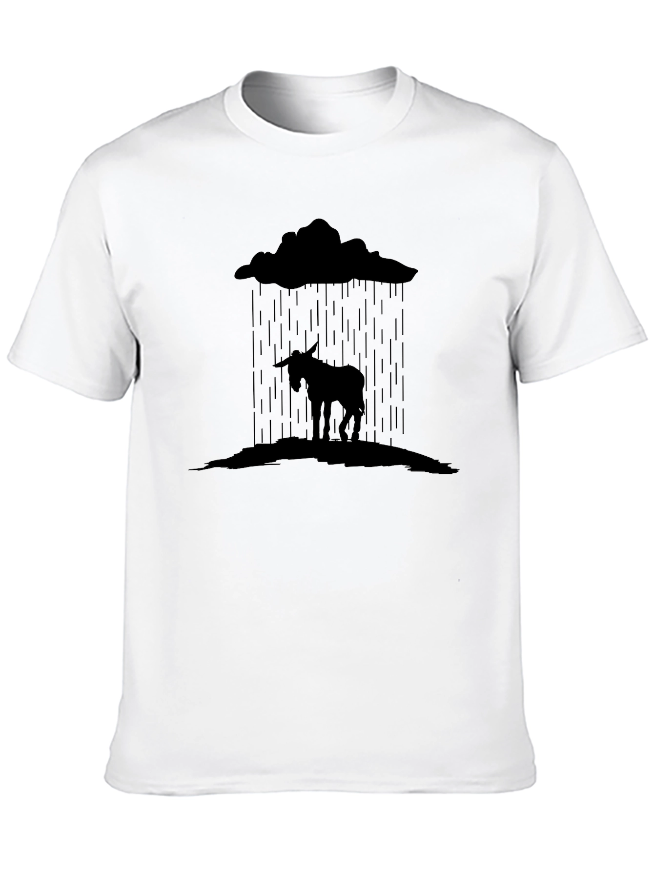 Black Donkey in the Rain Graphic Tee - Black Cotton T-Shirt view 10