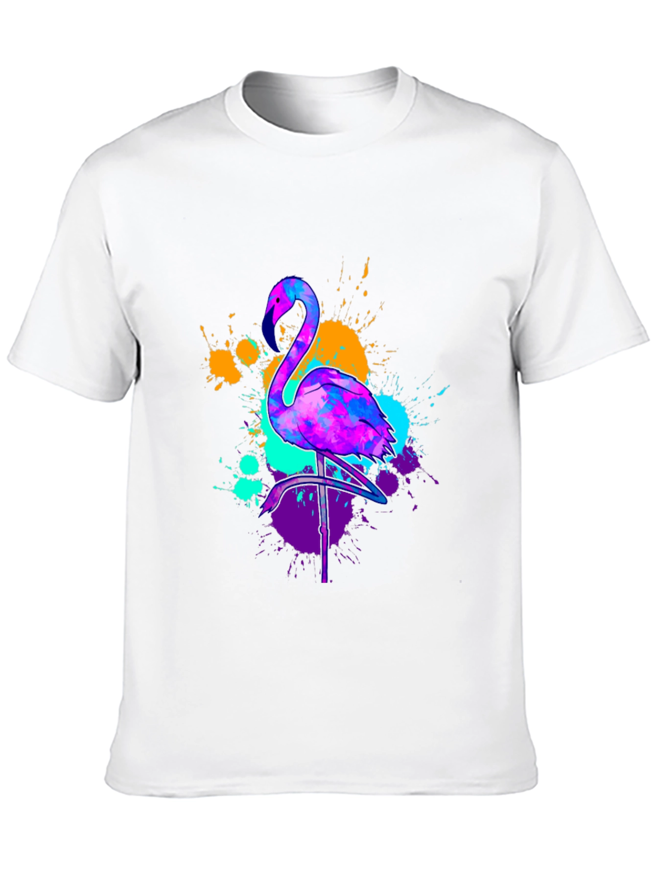 Black Neon Flamingo Graphic Tee - Vivid Men's T-Shirt view 10