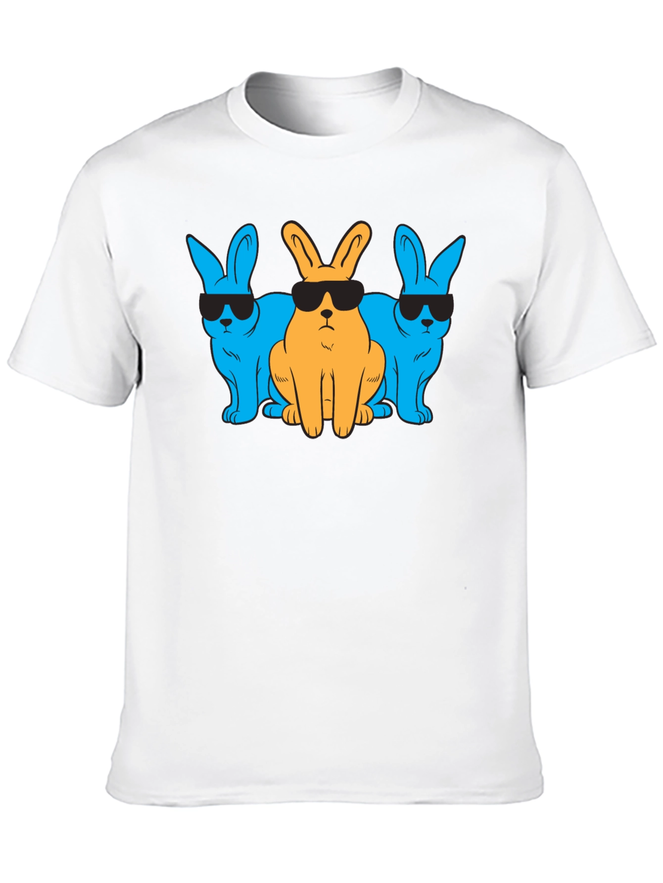 Black Cool Rabbits Graphic T-Shirt - Black Cotton Tee view 10