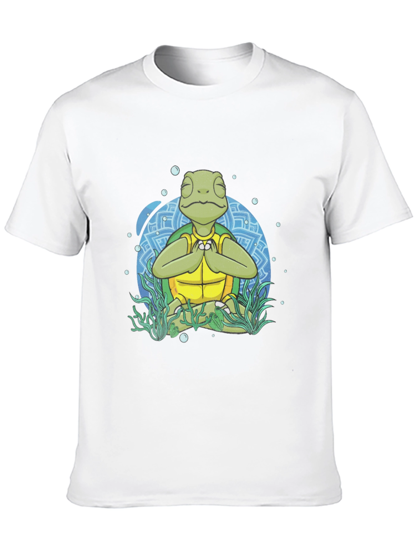 Black Meditating Sea Turtle Men's Graphic T-Shirt view 10