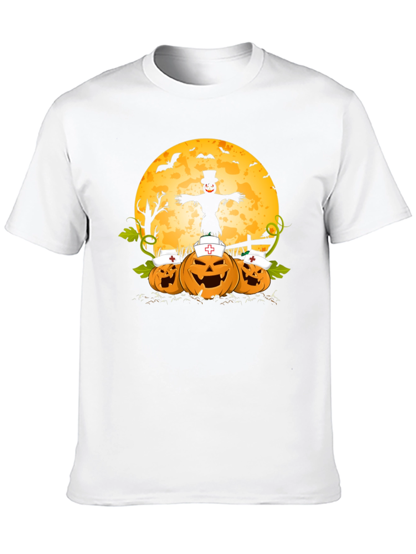 Black Halloween Nurse Pumpkins T-Shirt view 10