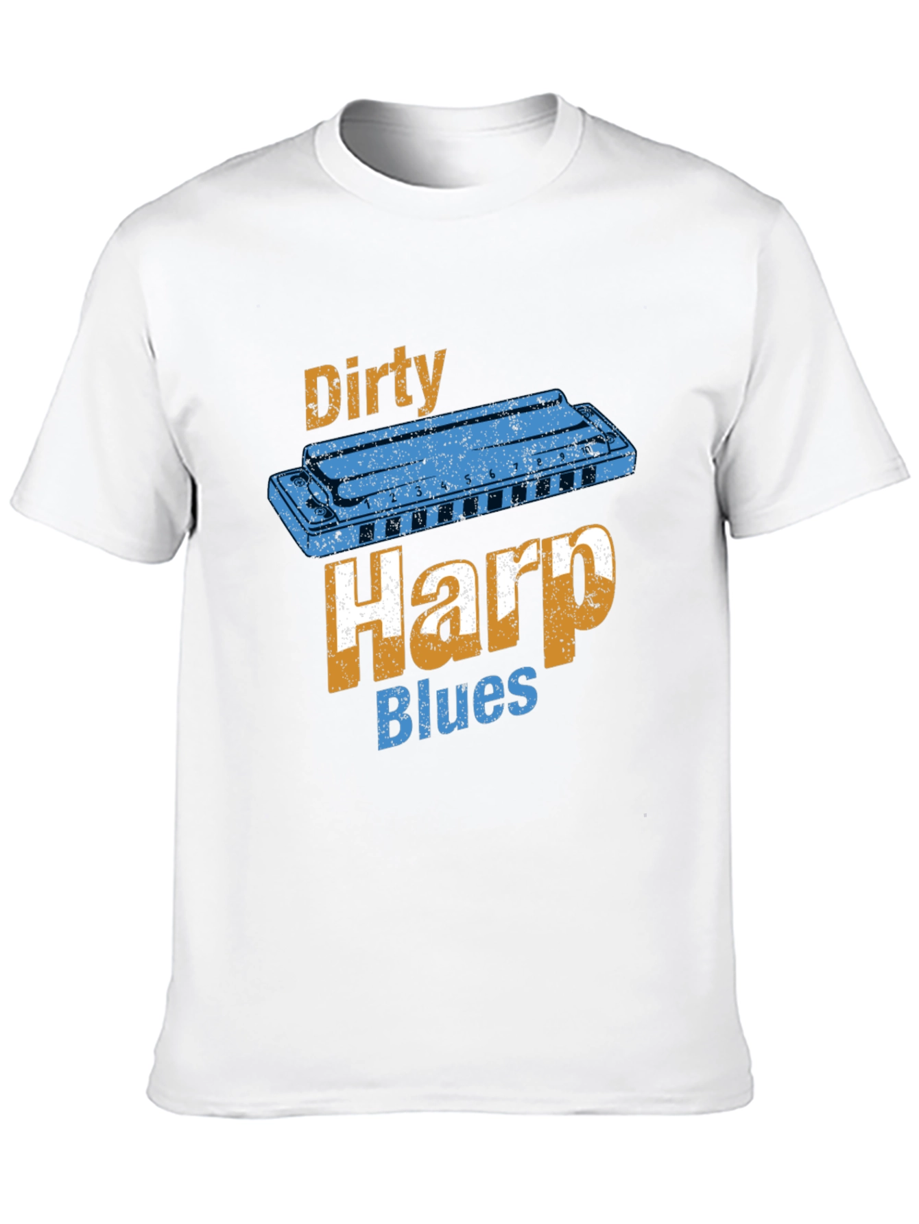 Black Dirty Harp Blues T-Shirt - Music Lover Tee view 10