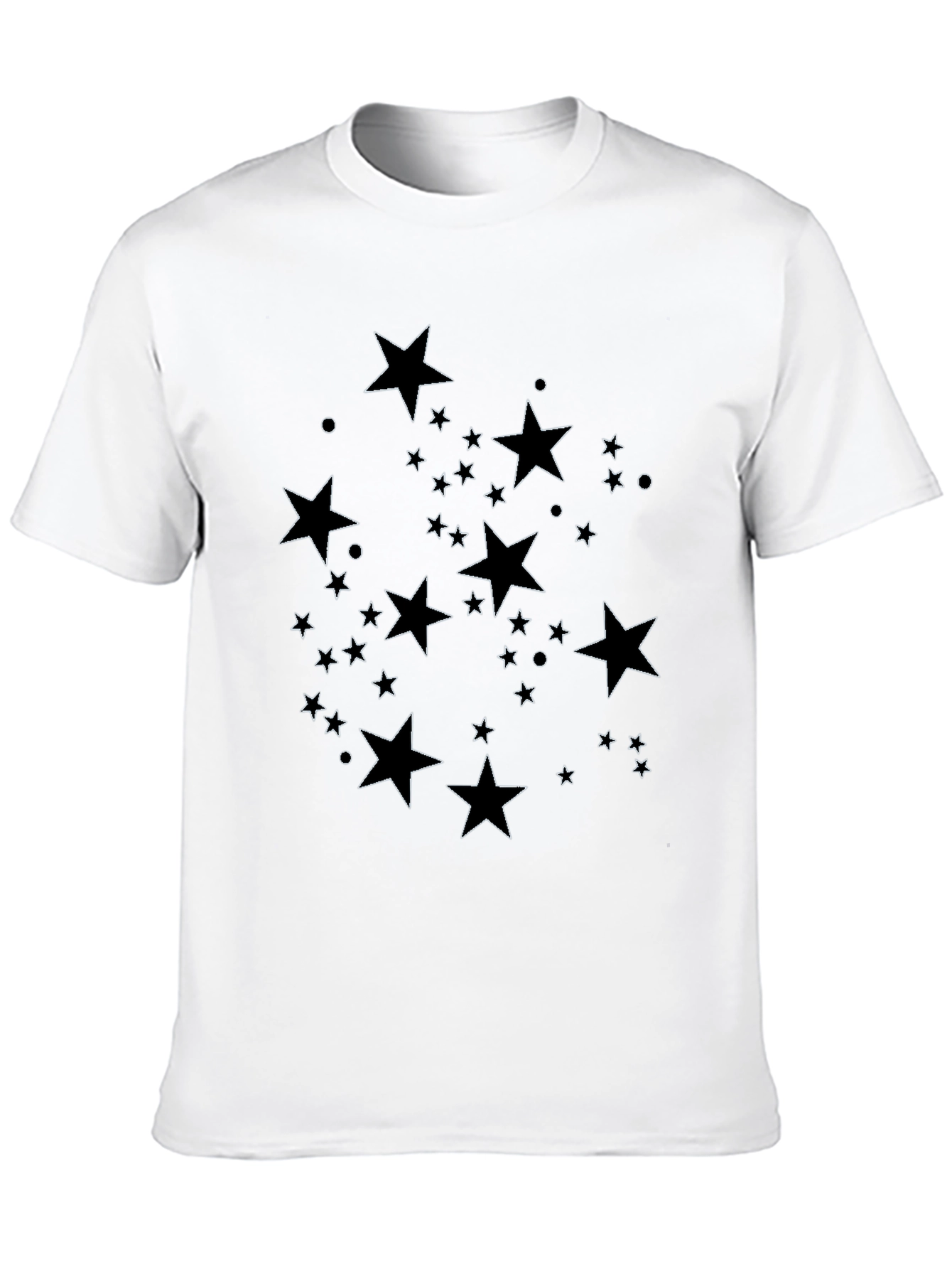 Black Star Pattern Black T-Shirt - Stylish Casual Wear view 10