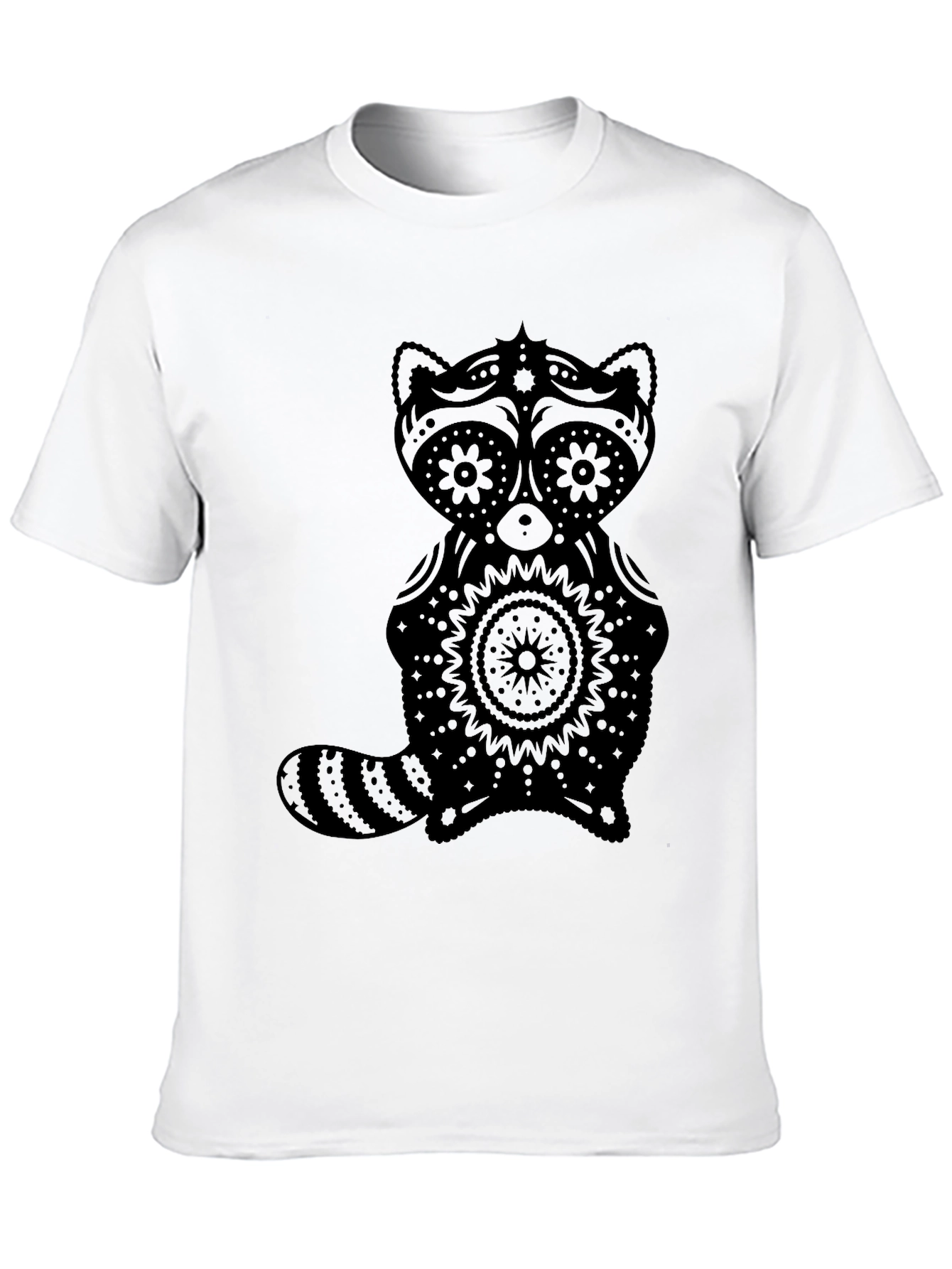 Black Sugar Skull Raccoon Graphic T-Shirt - Black view 10