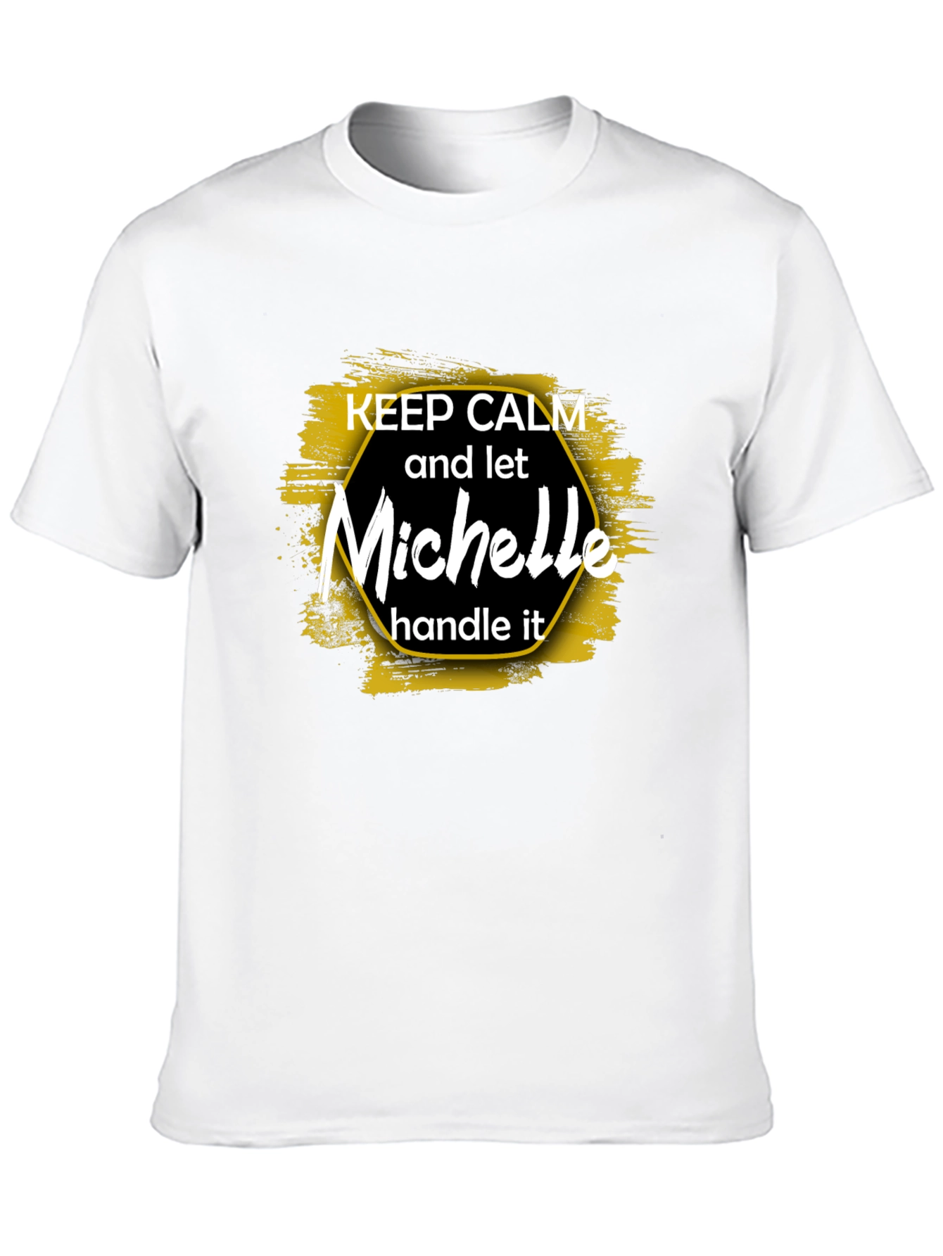 Black Keep Calm Michelle T-Shirt, Funny Personalized Name Tee view 10
