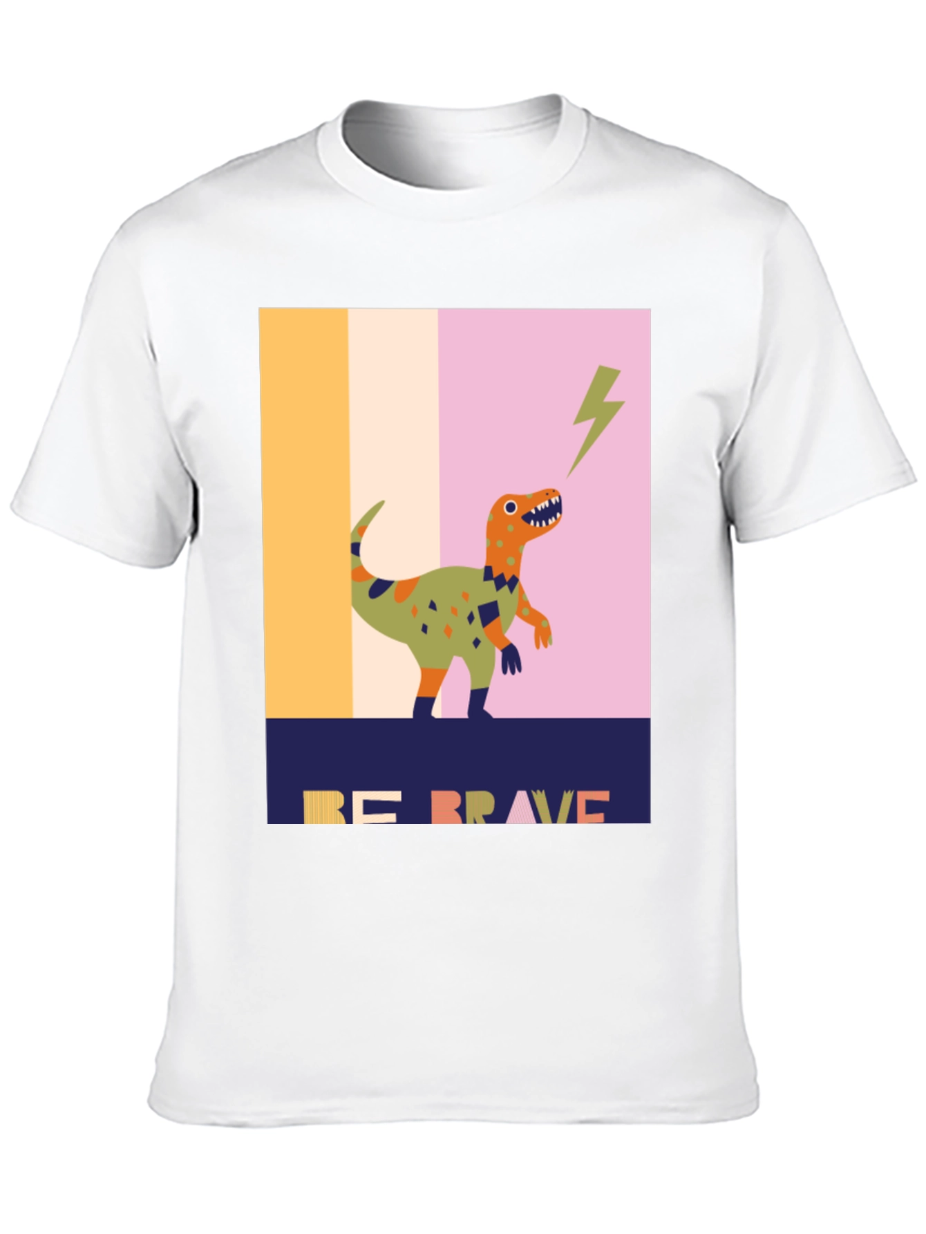 Black Be Brave Dinosaur Graphic Tee - Unique Design view 10
