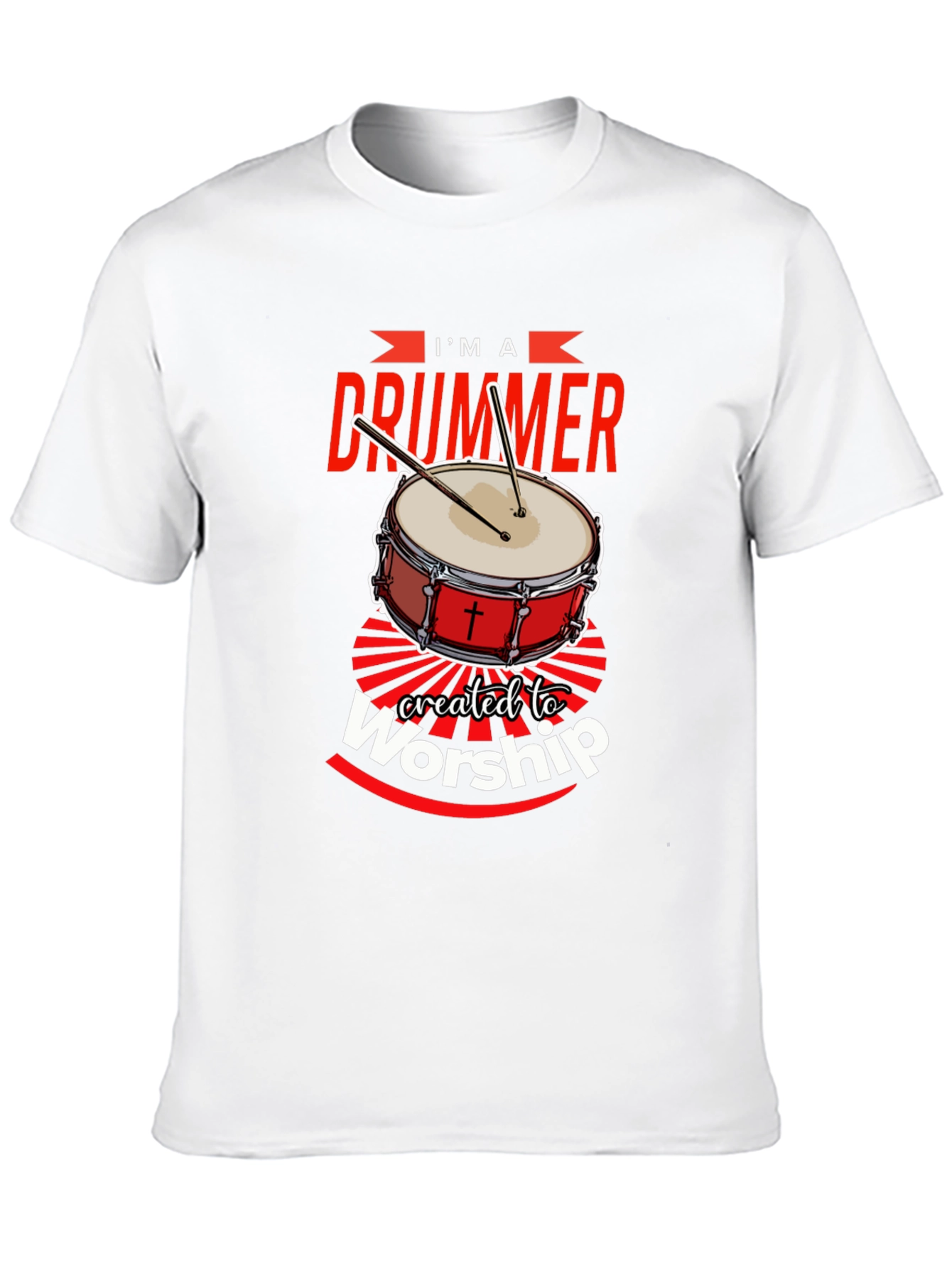 Black I'm A Drummer Created To Worship T-Shirt view 10