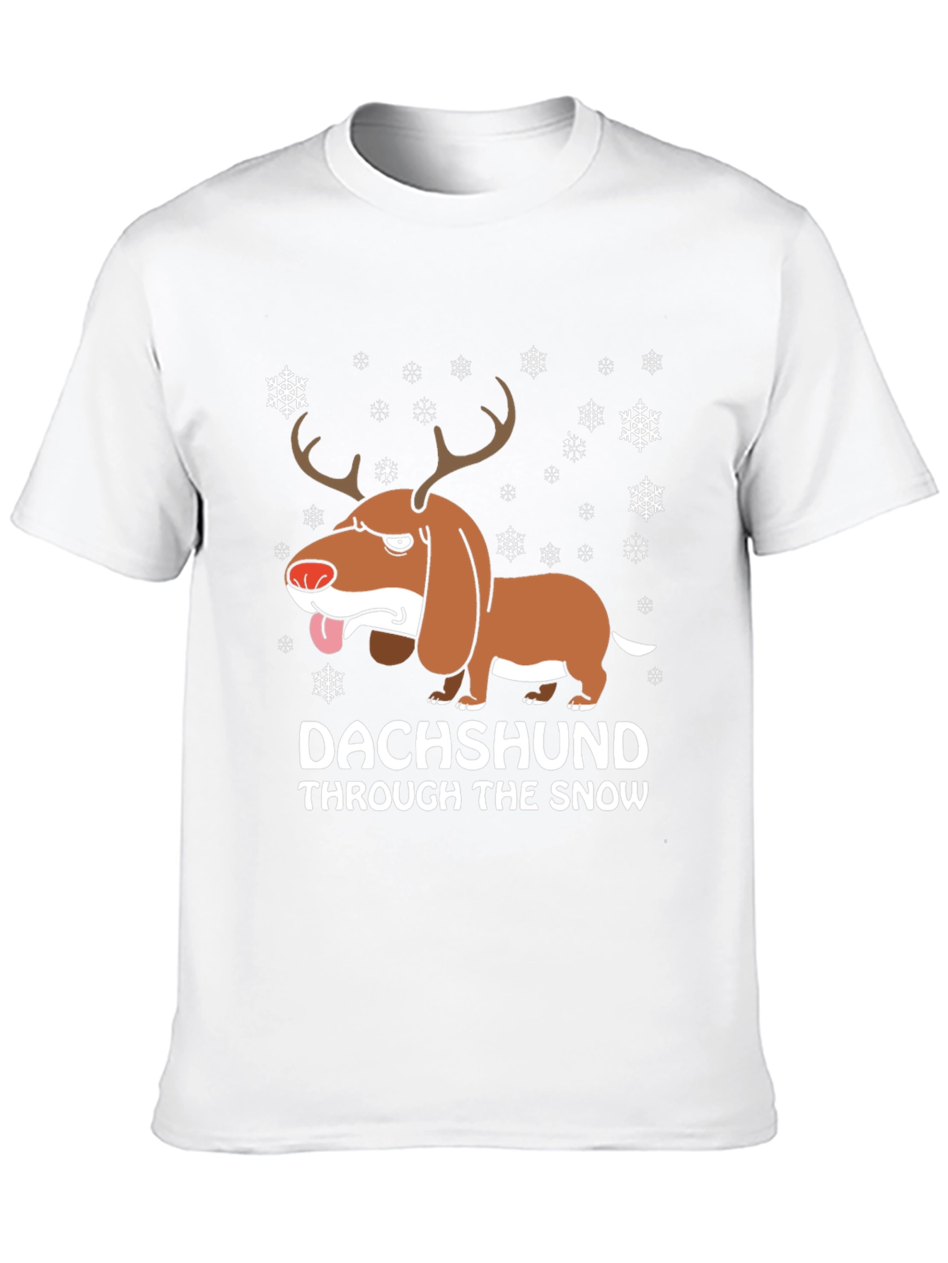Black Dachshund Through the Snow Holiday T-Shirt view 10