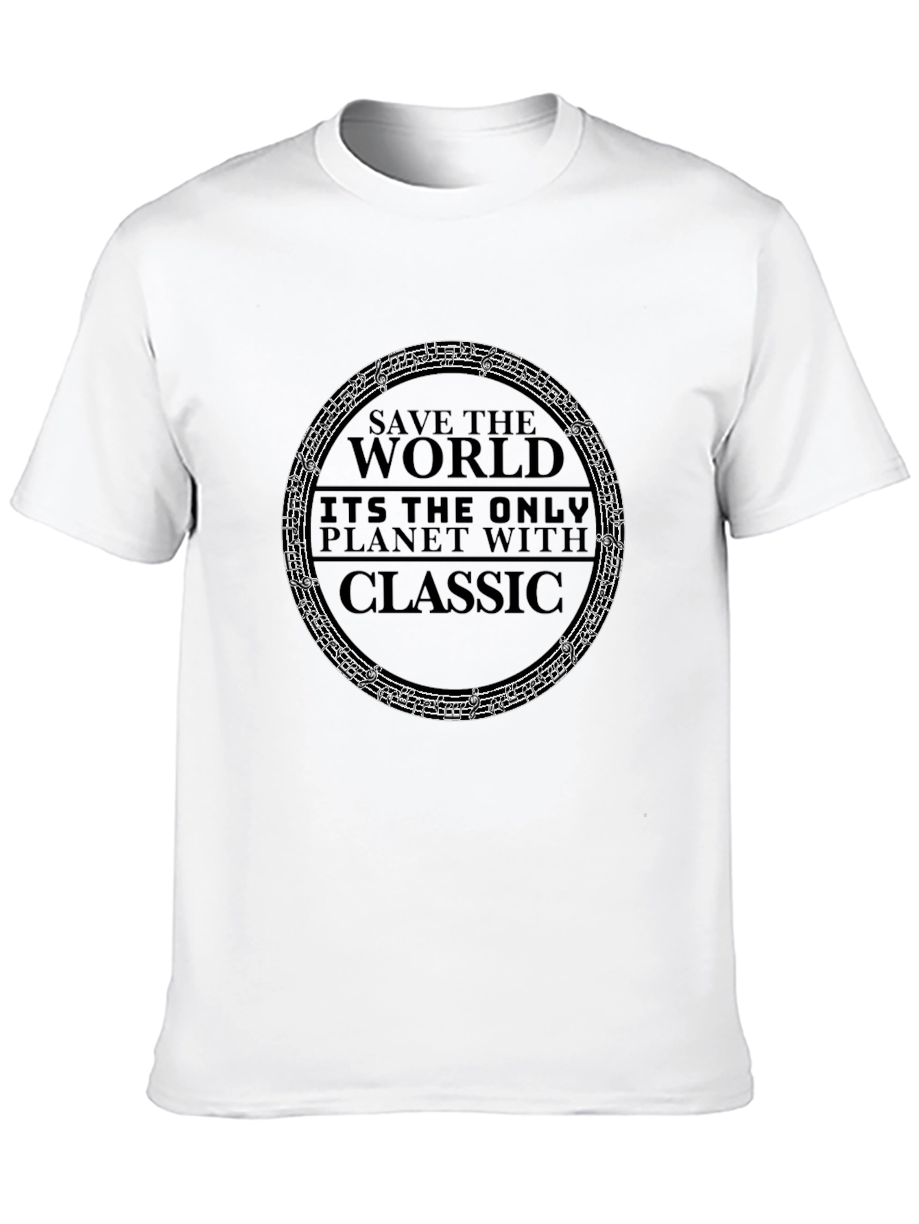 Black Save the World with Classic Music T-Shirt view 10