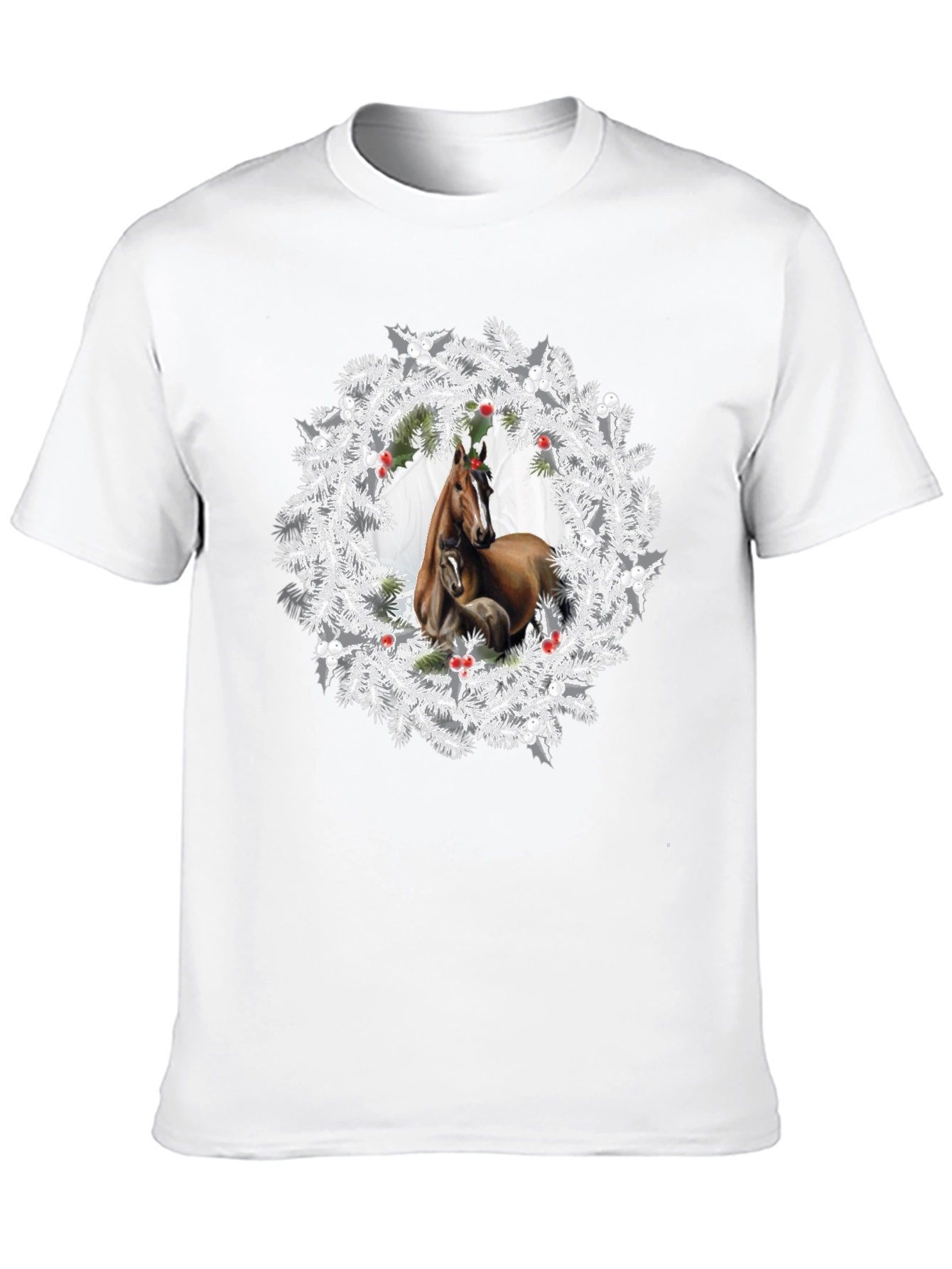 Black Horse Wreath T-Shirt - Christmas Apparel view 10