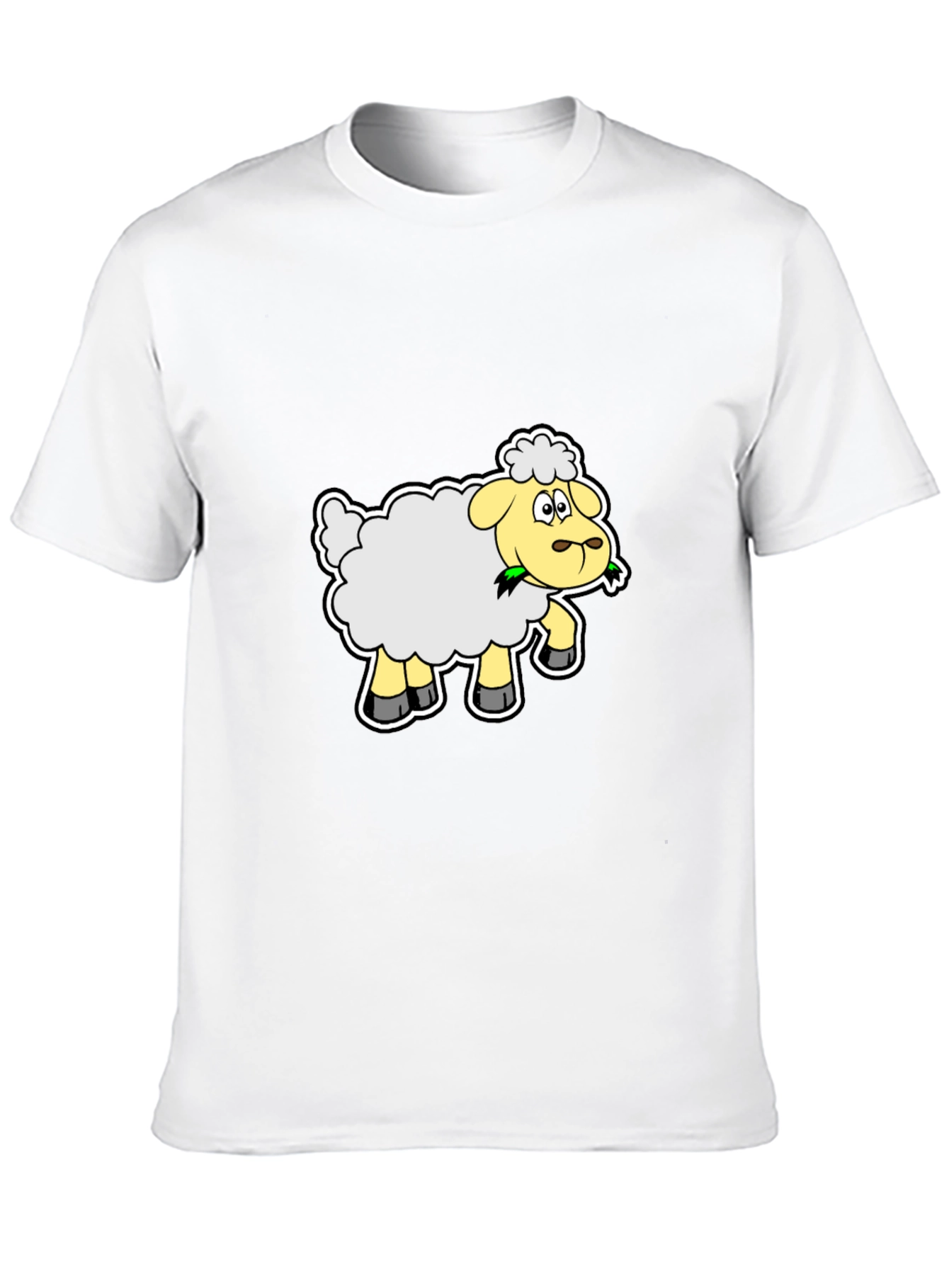 Black Cute Cartoon Sheep Graphic Tee - Black Cotton Shirt view 10