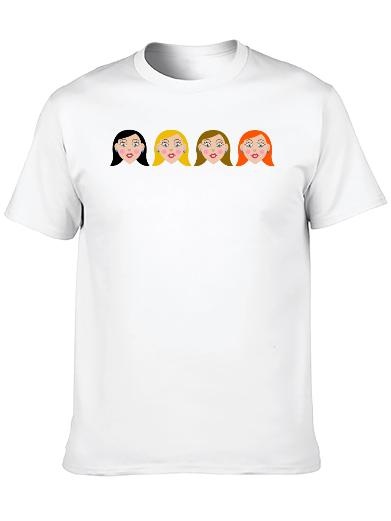 Black Cartoon Girls Black Crew Neck T-Shirt view 10