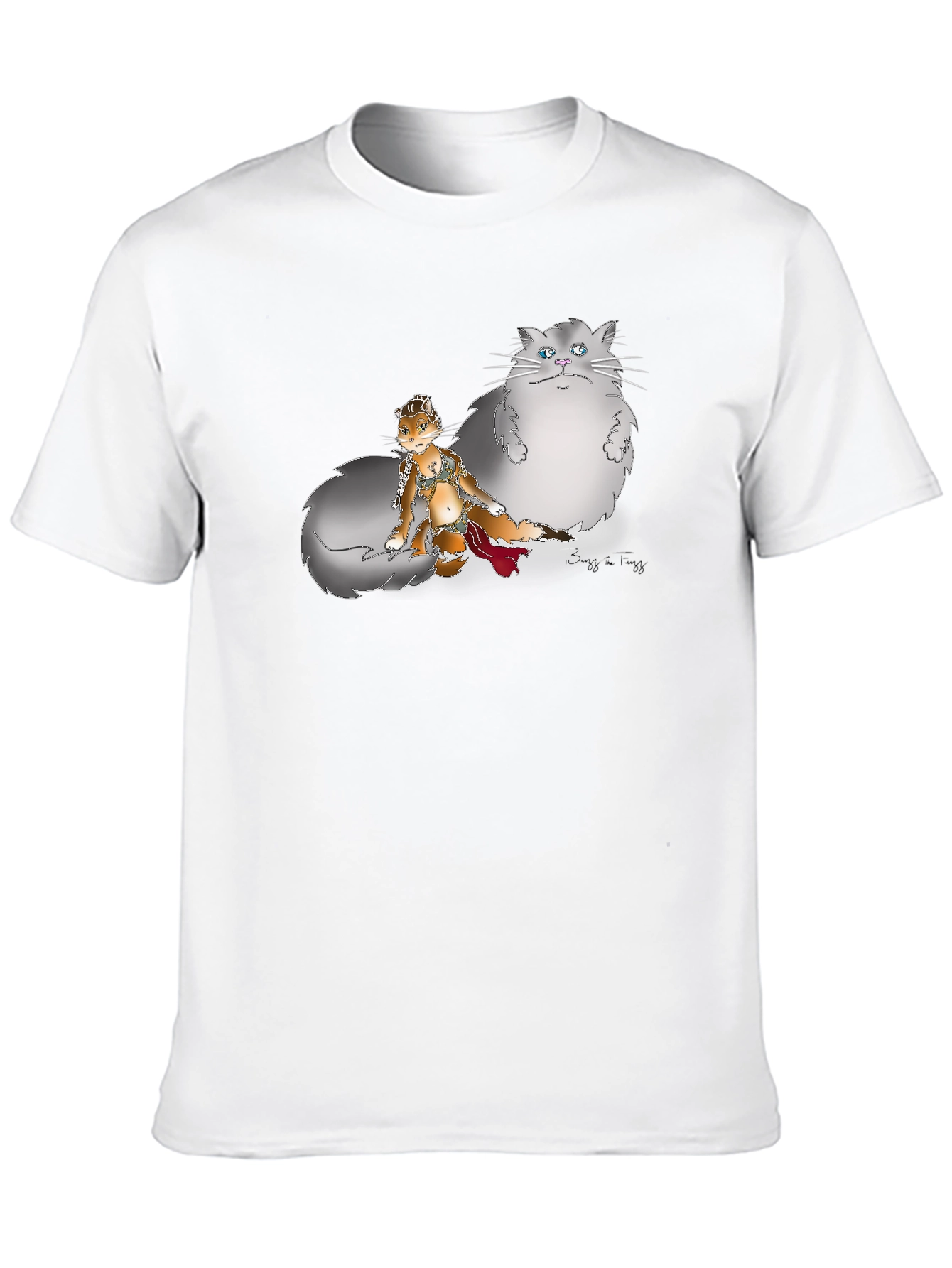 Black Graphic Print T-Shirt - Cat and Squirrel Design view 10