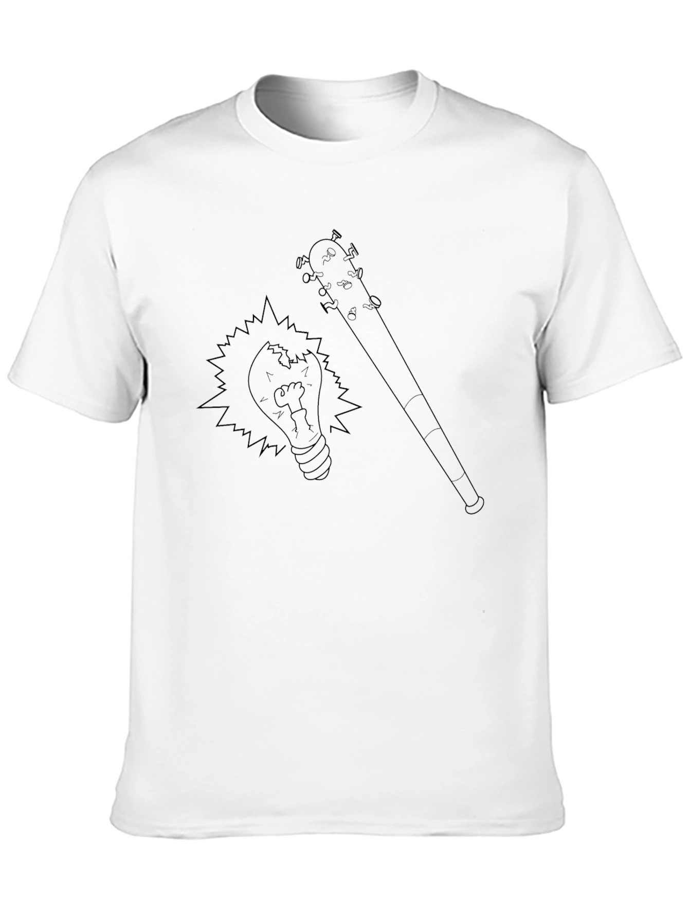 Black Cracked Bulb & Baseball Bat Graphic T-Shirt view 10