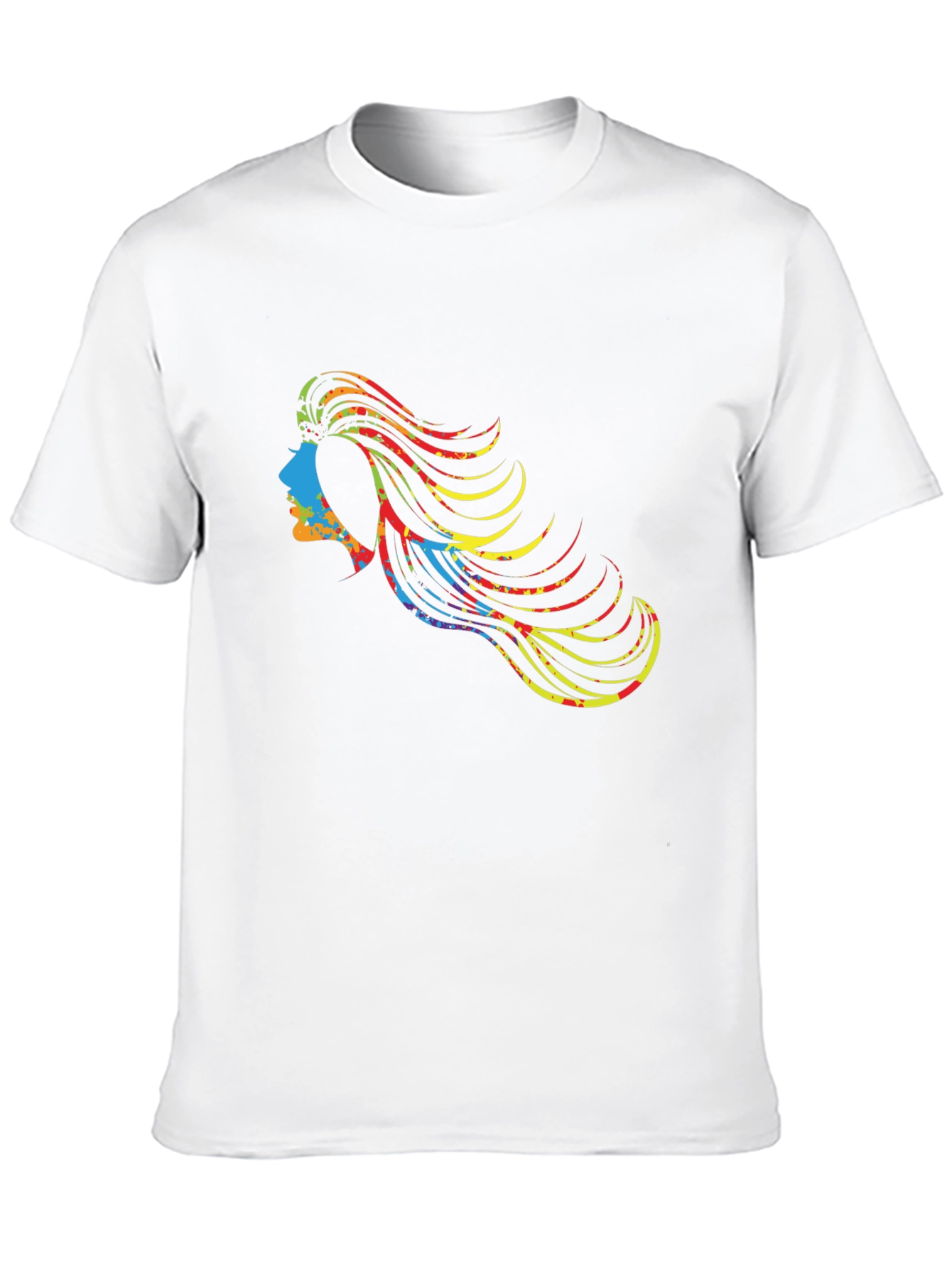 Black Colorful Haired Woman Graphic Black T-Shirt view 10