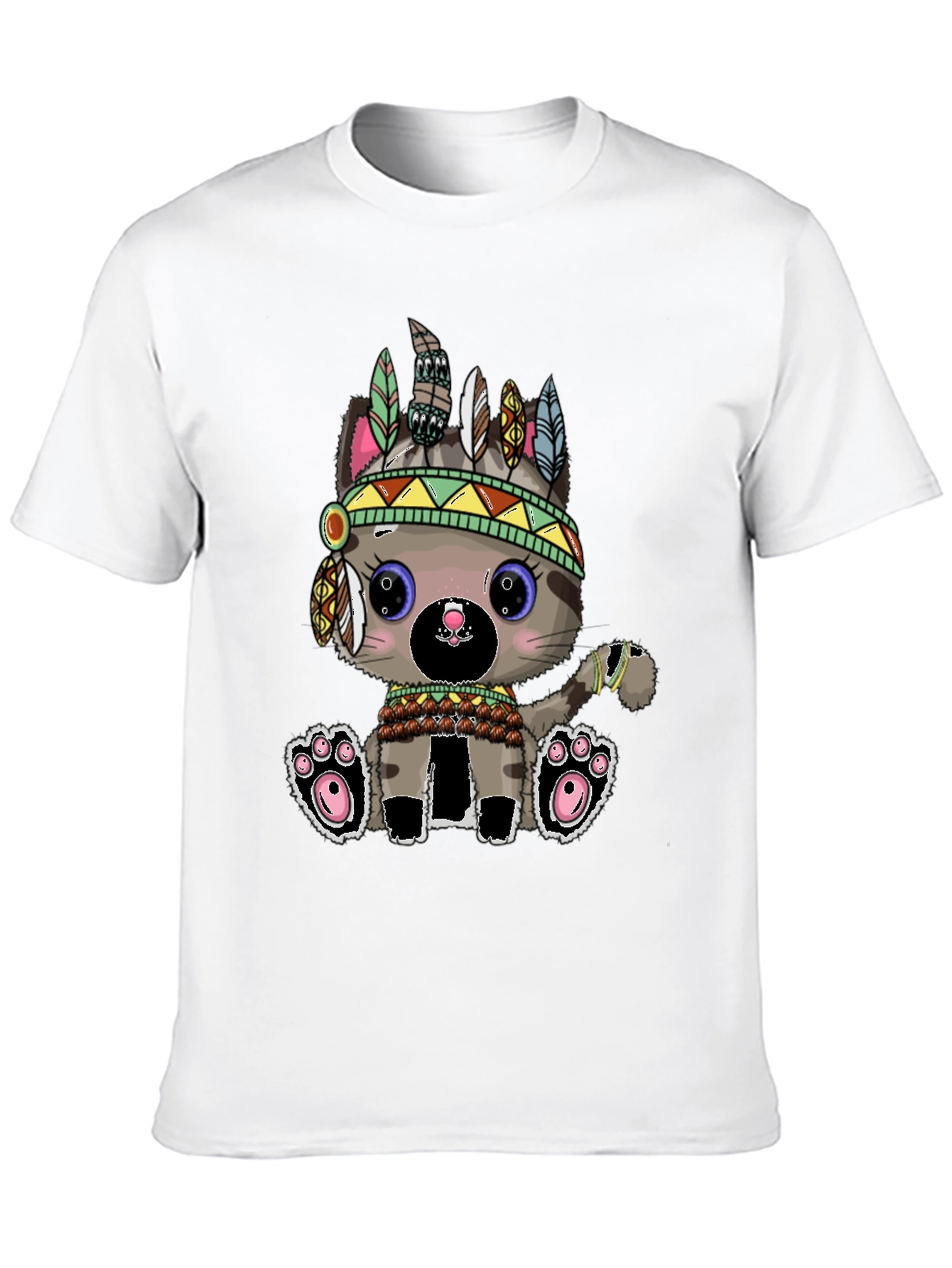 Black Native Cat T-Shirt Black Graphic Tee view 10