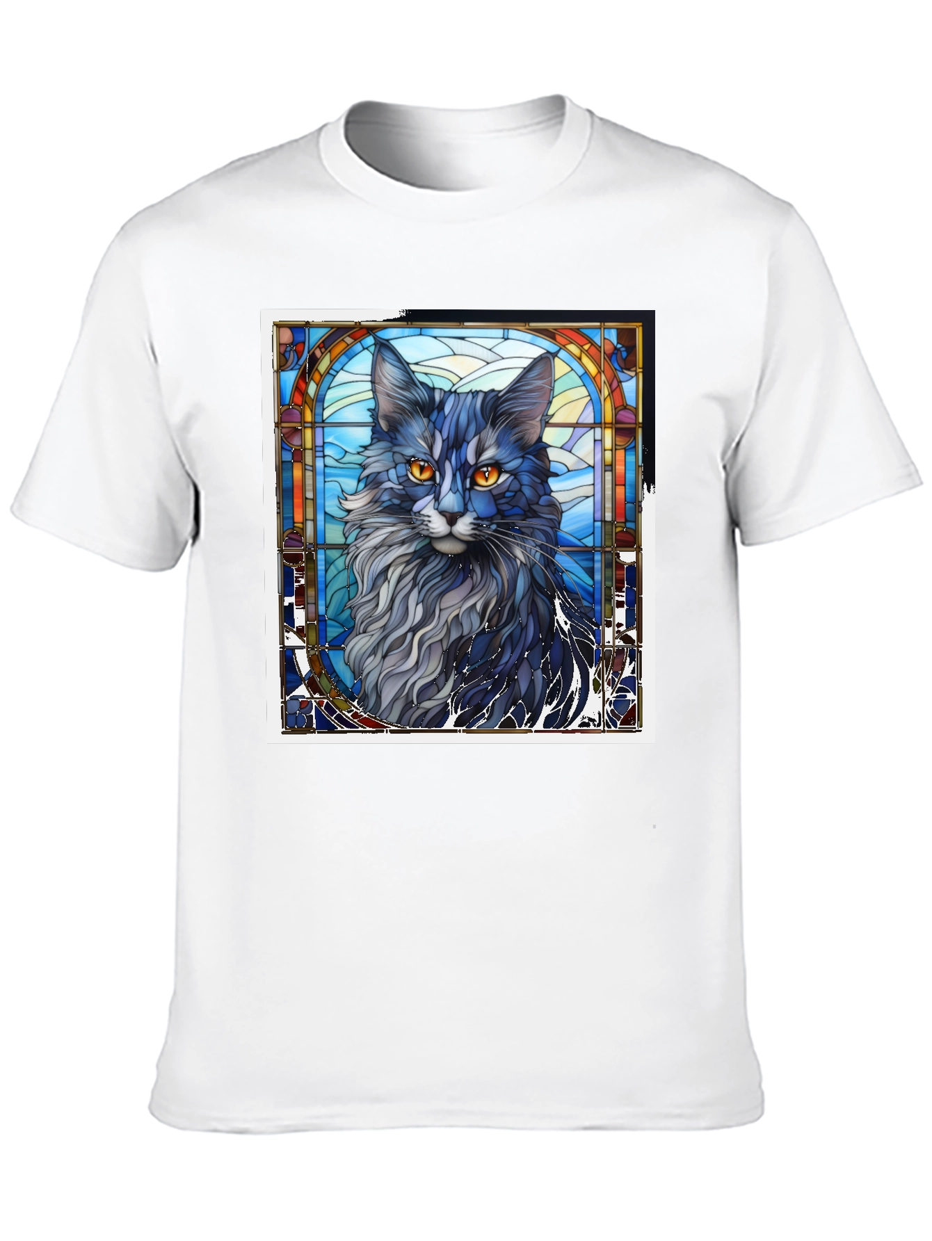 Black Stained Glass Cat T-Shirt view 10
