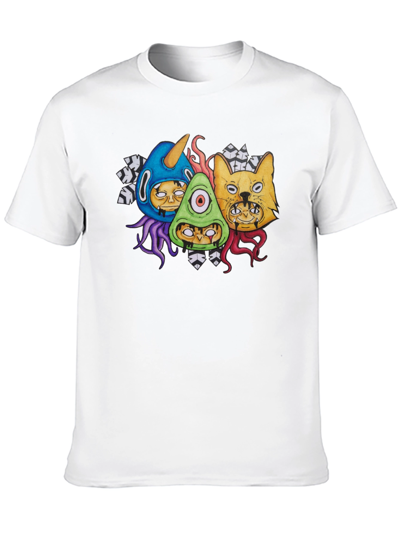 Black Monster Mash Graphic Tee - Black Cotton view 10