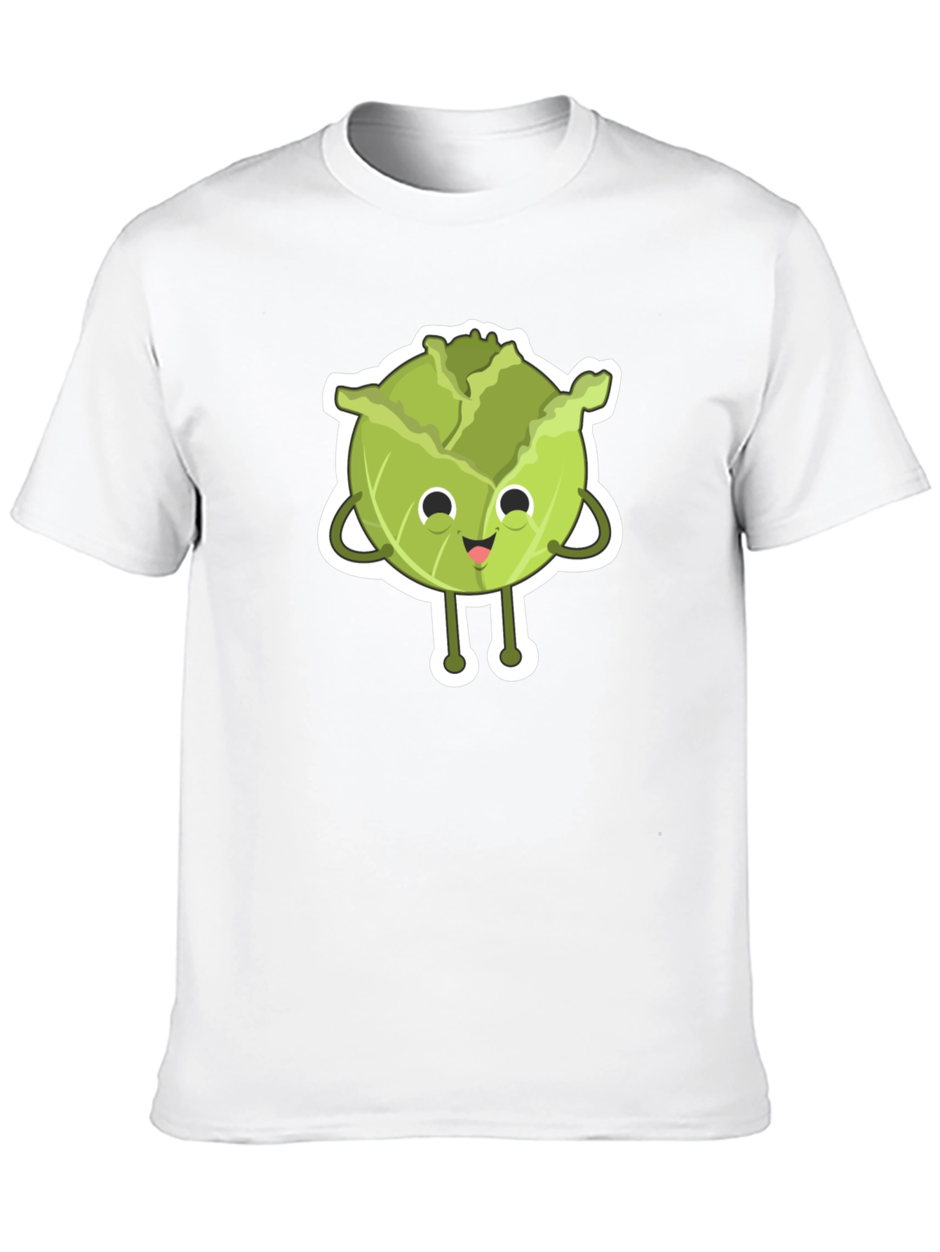Black Cute Cabbage Cartoon Black T-Shirt view 10