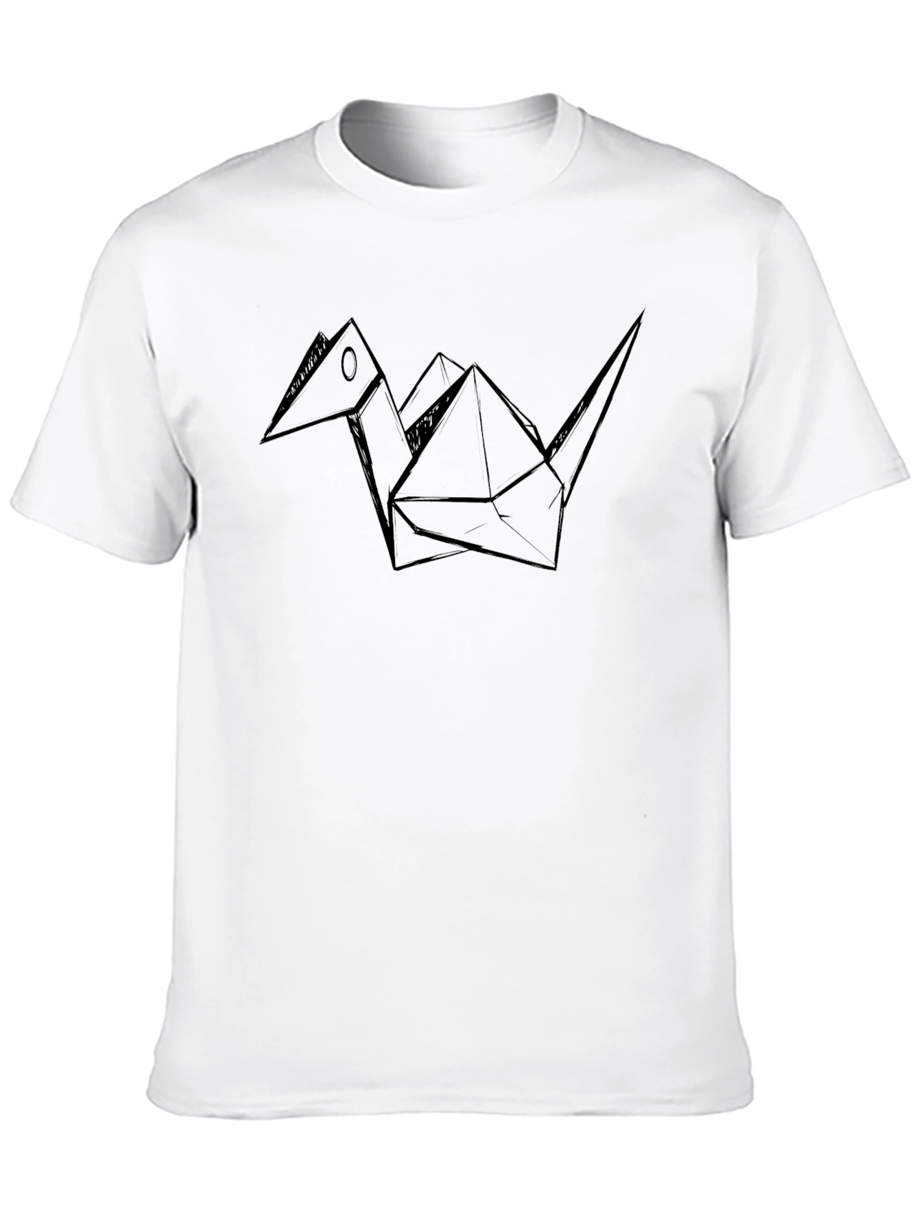 Black Origami Crane Graphic Tee - Modern Black T-Shirt view 10