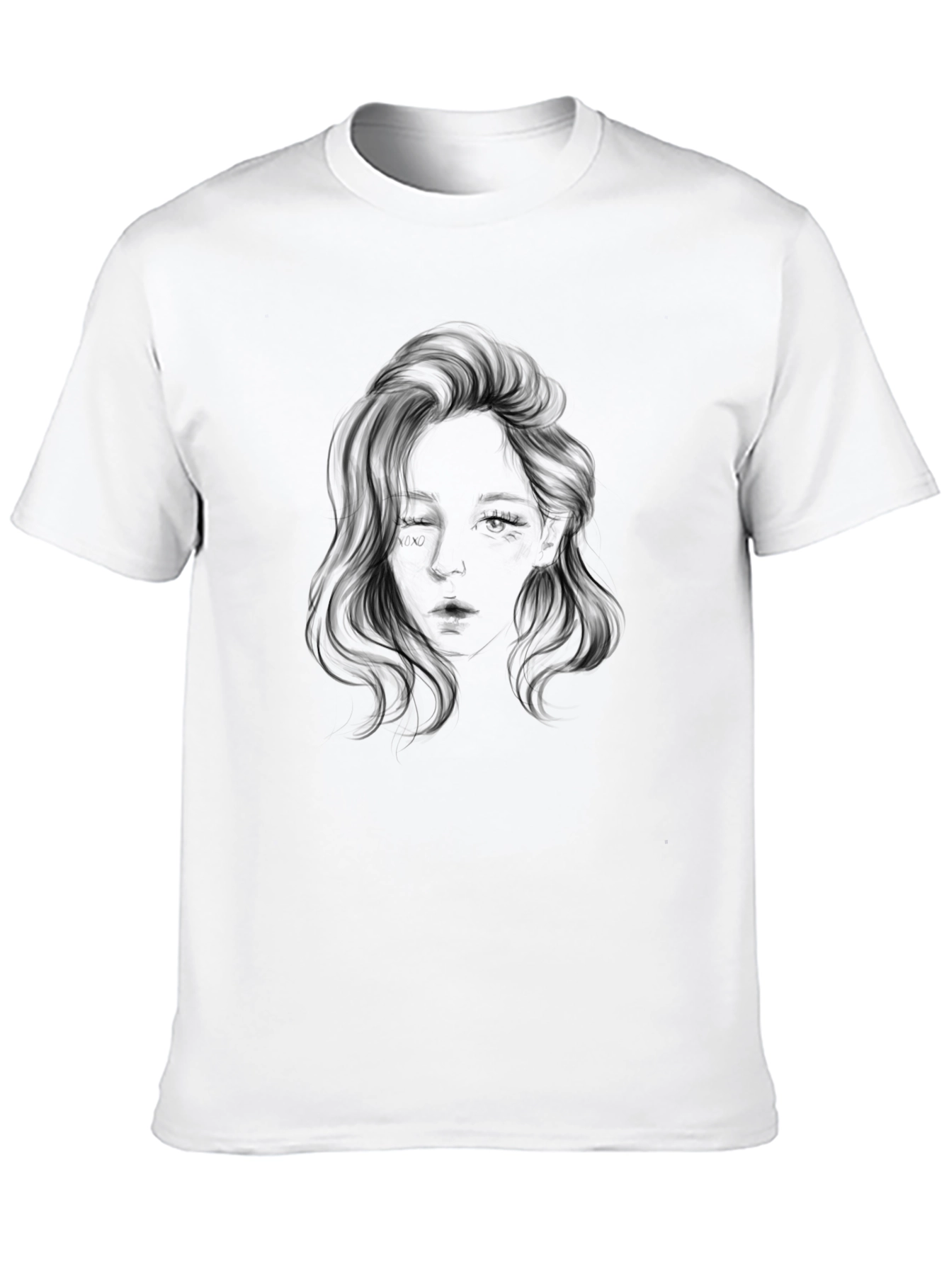 Black Graphic Tee - Woman's Face Design view 10