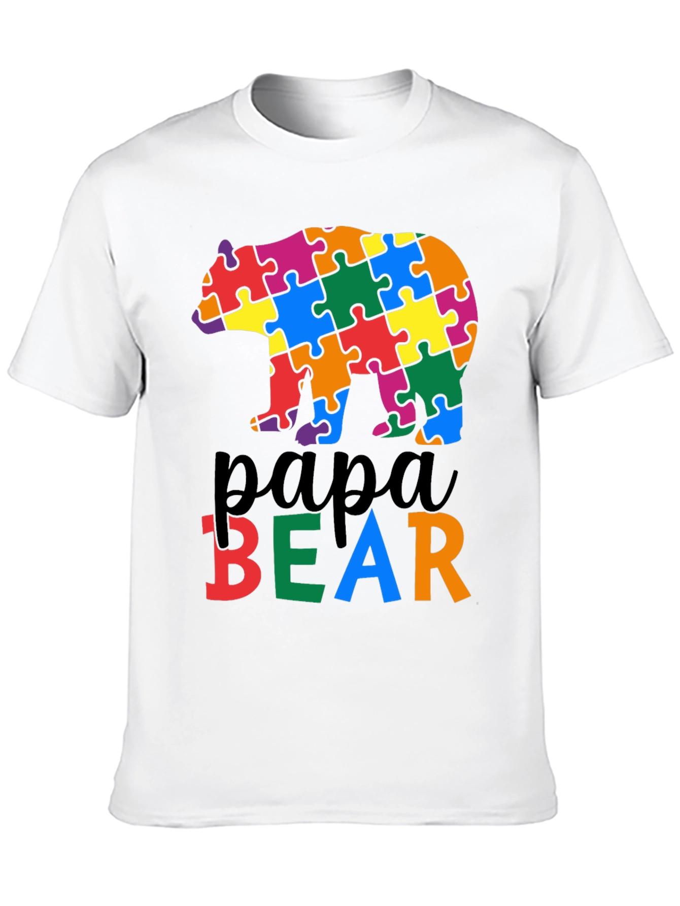 Black Papa Bear Autism Awareness T-Shirt view 10