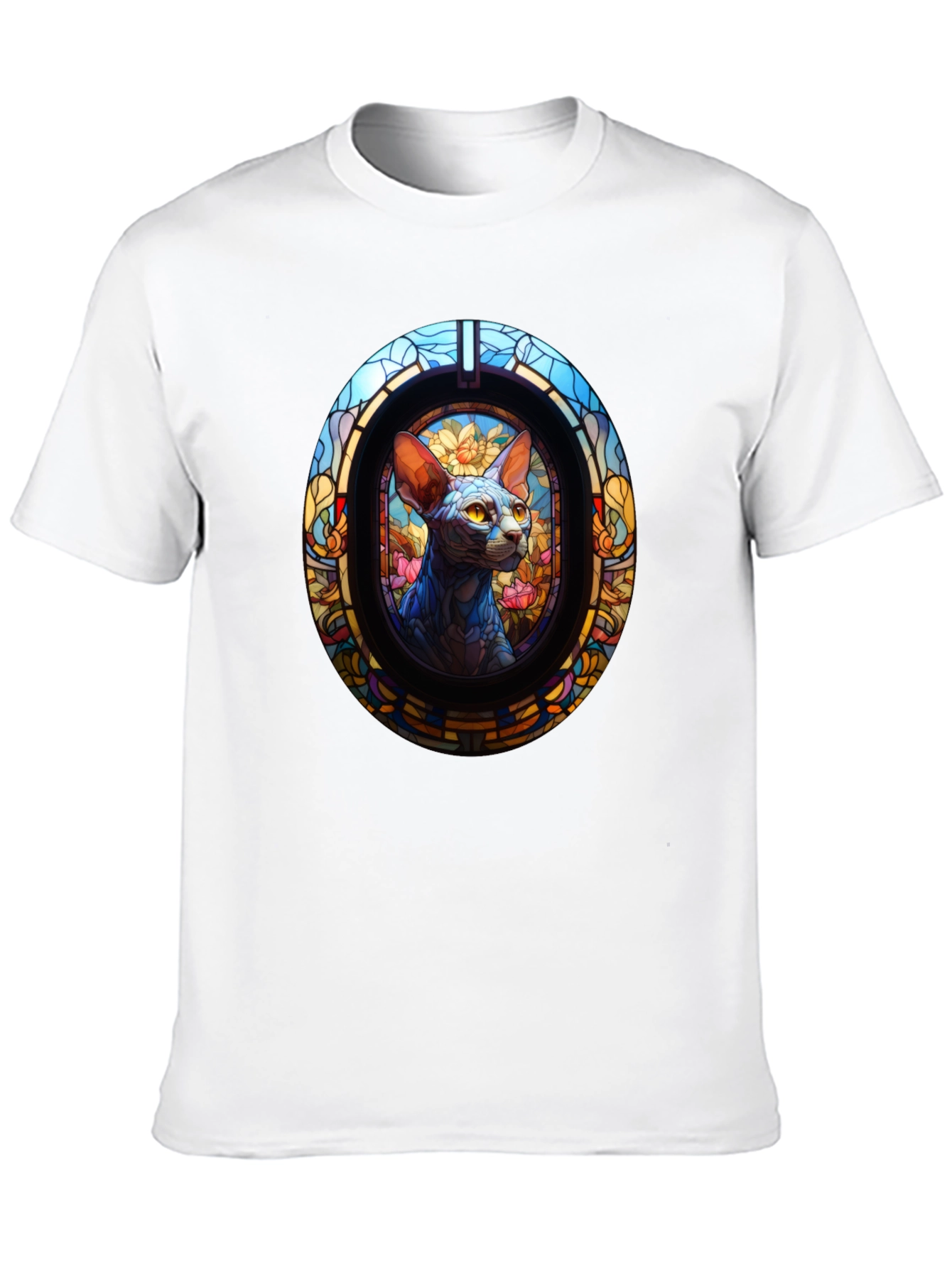 Black Stained Glass Cat T-Shirt view 10