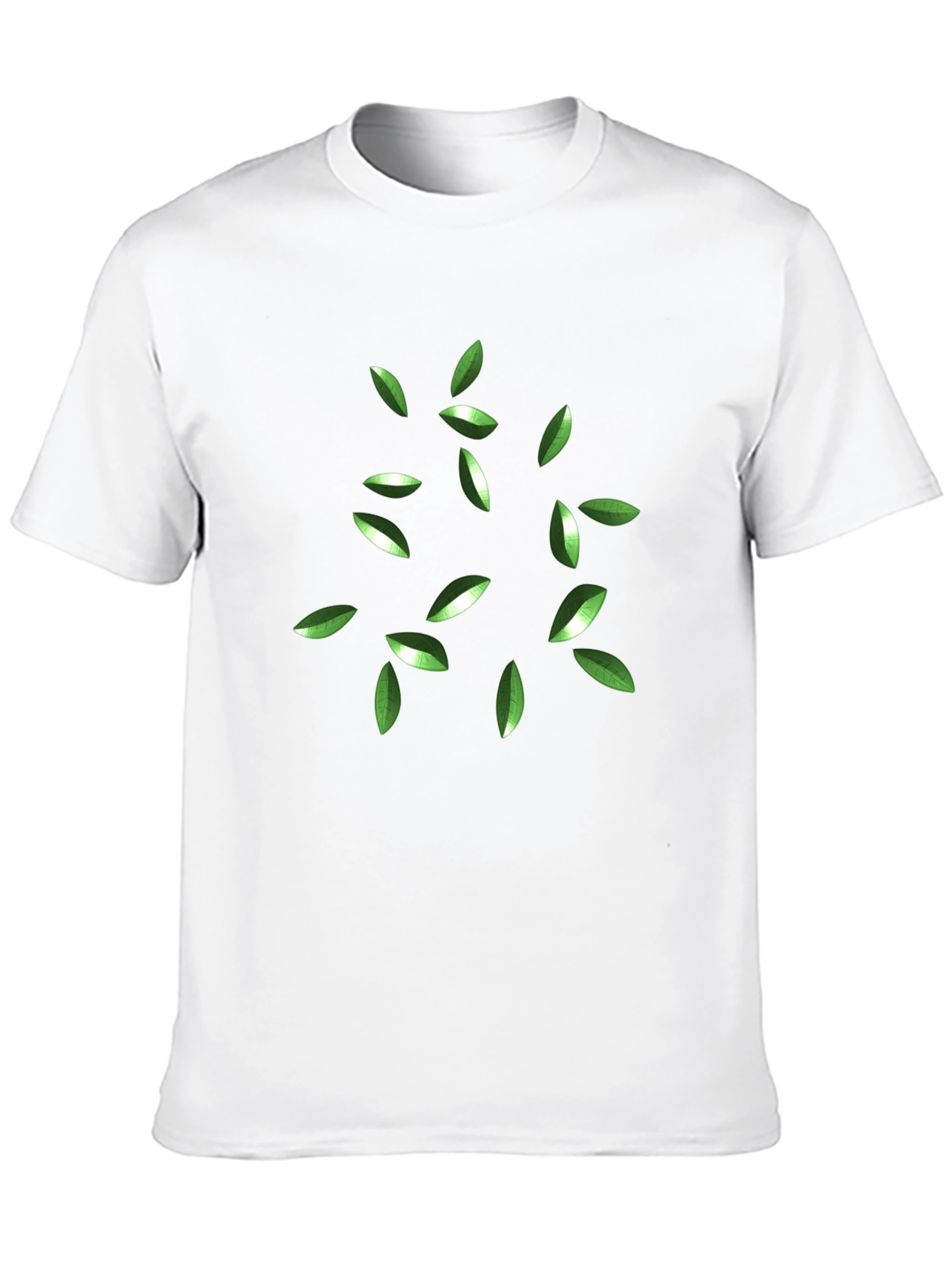 Black Green Leaves Graphic Black T-Shirt view 10