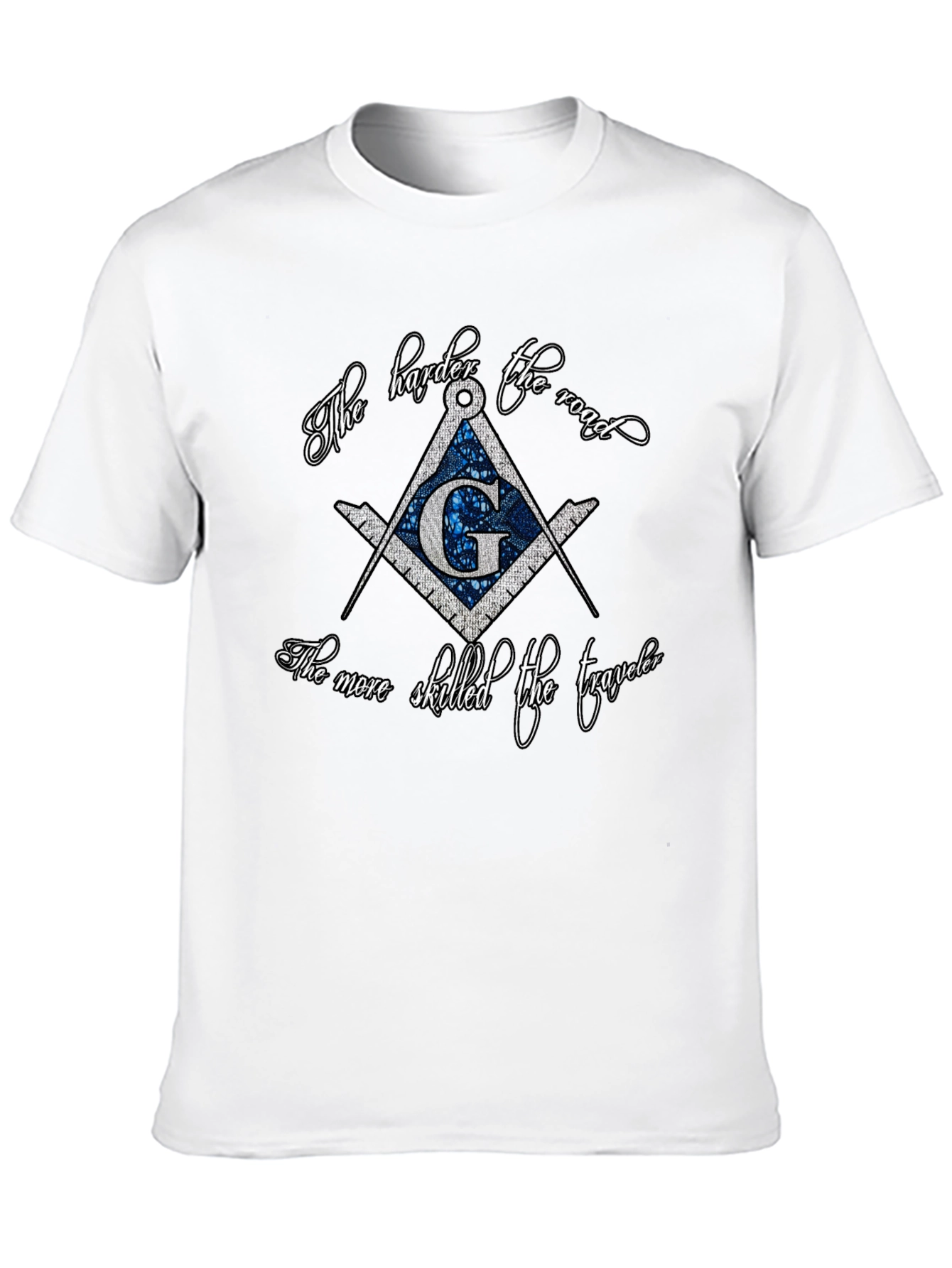Black Masonic Compass T-Shirt - The Harder the Road view 10