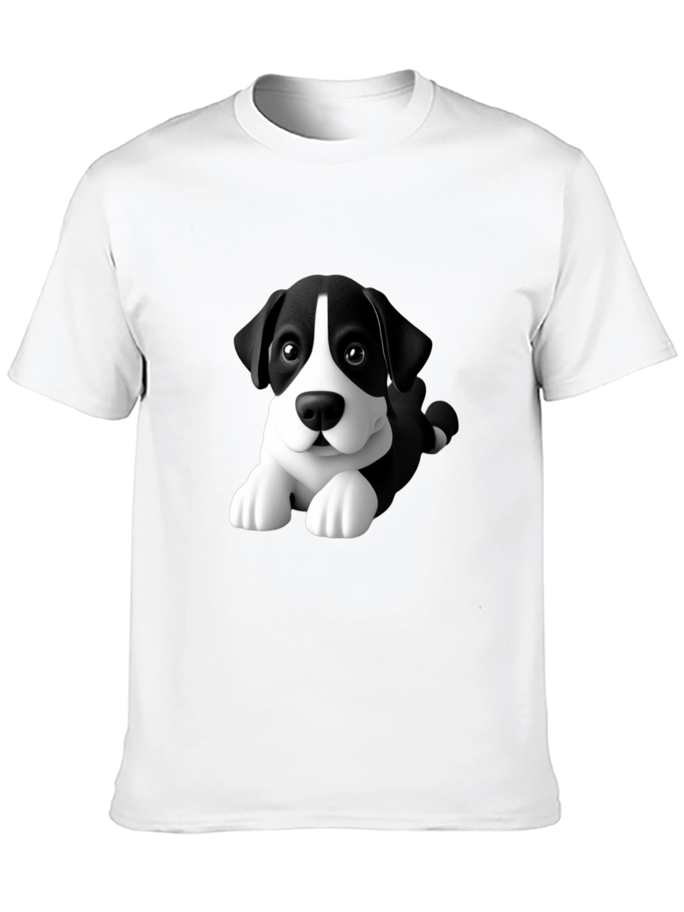 Cartoon Dog Graphic Tee - Men's Black T-Shirt - 10