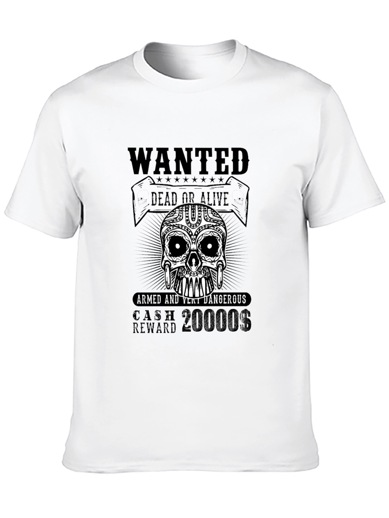 Black Wanted Skull T-Shirt - Armed & Very Dangerous view 10