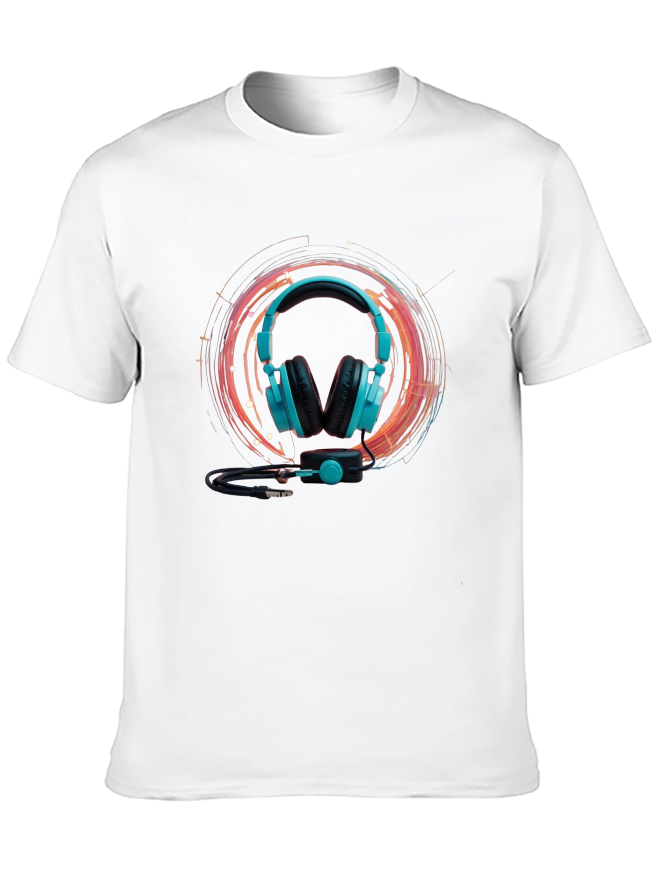 Black Cool Headphone Graphic Black Tee view 10