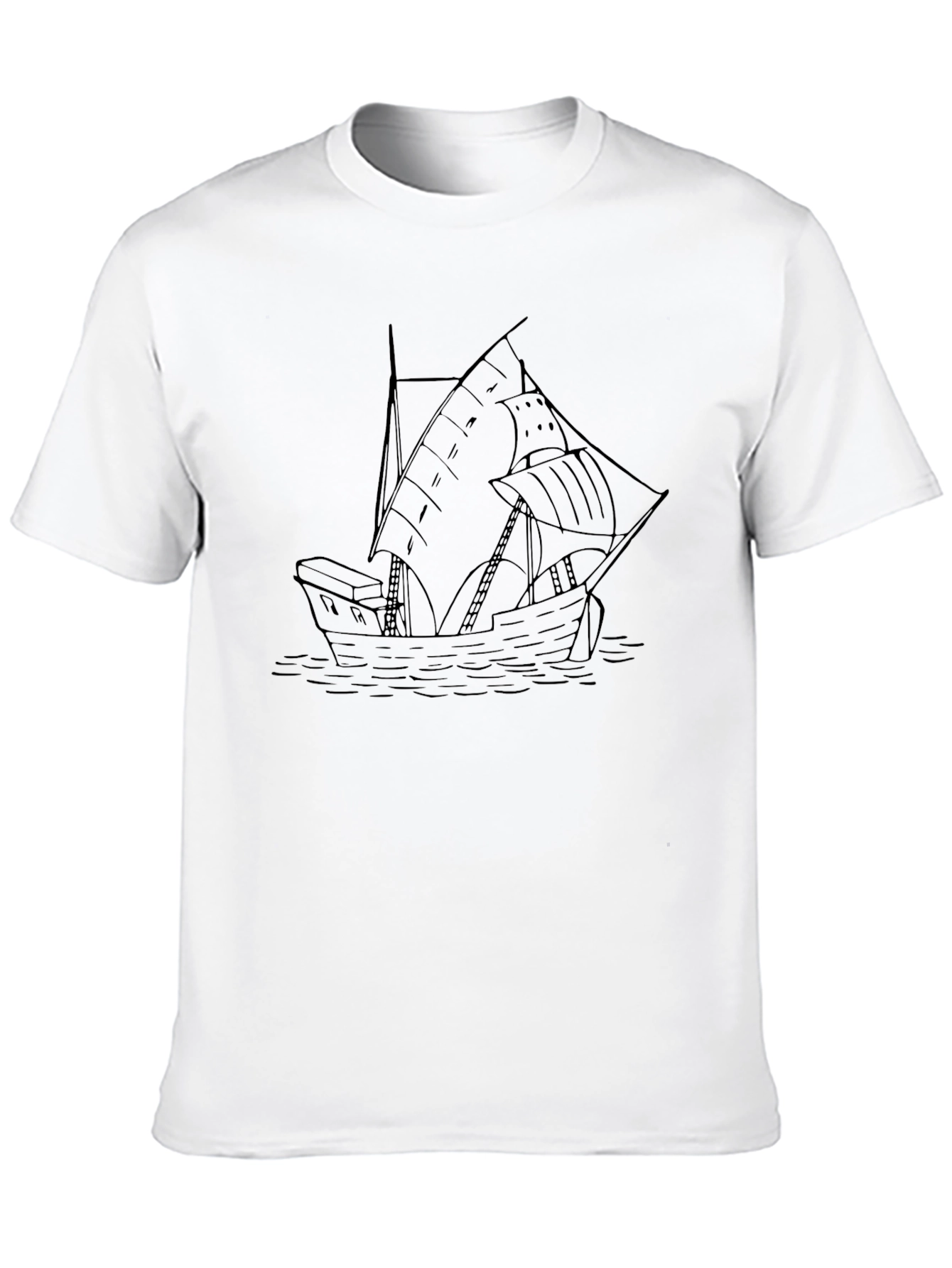 Black Nautical Ship Graphic Tee - Classic Black T-Shirt view 10