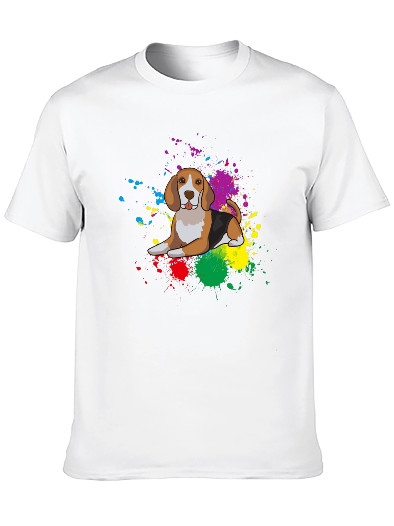 Black Beagle Dog Colorful Splatter T-Shirt - Unisex view 10
