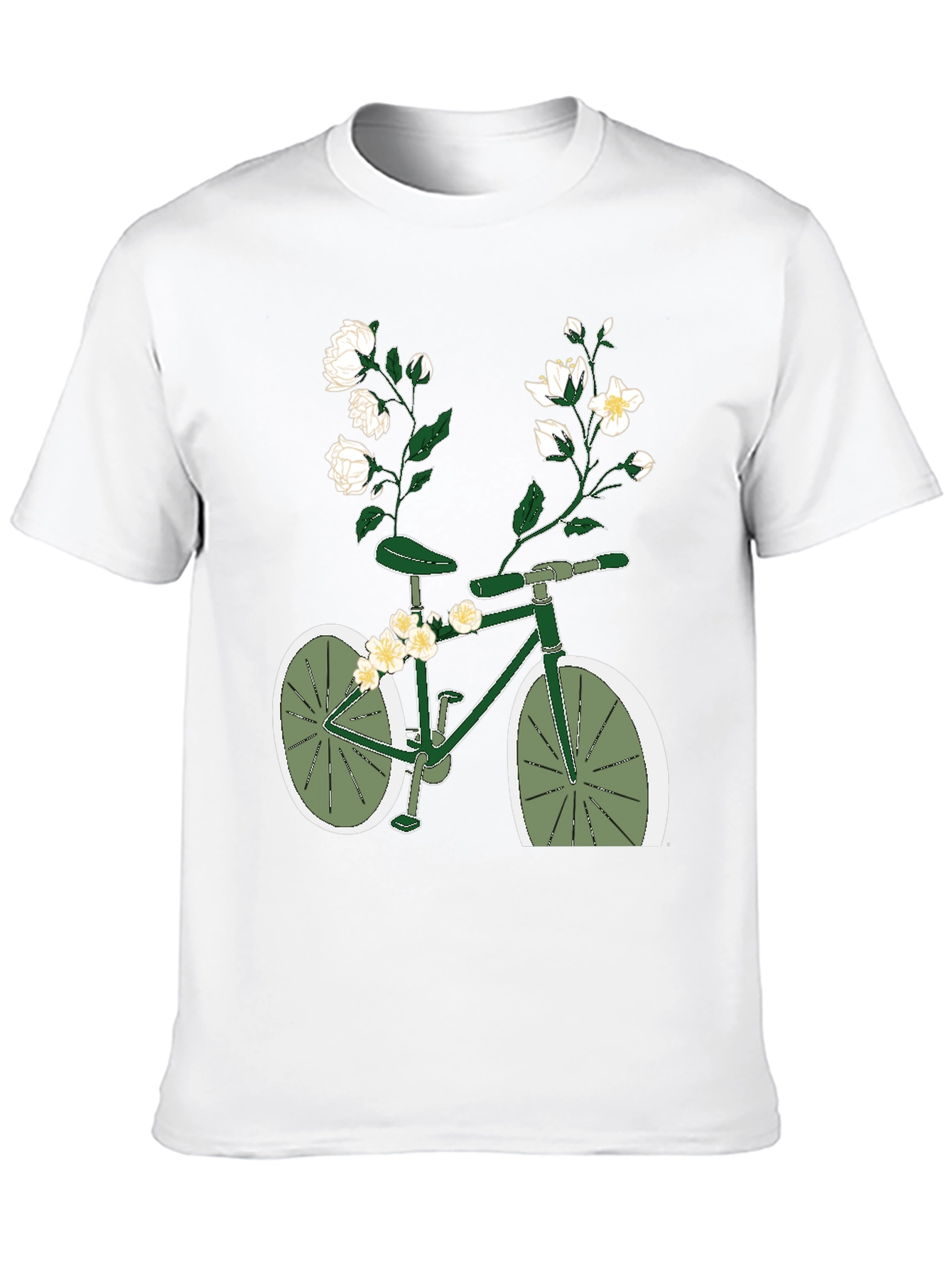 Black Floral Bicycle Graphic Tee - Unique Design view 10
