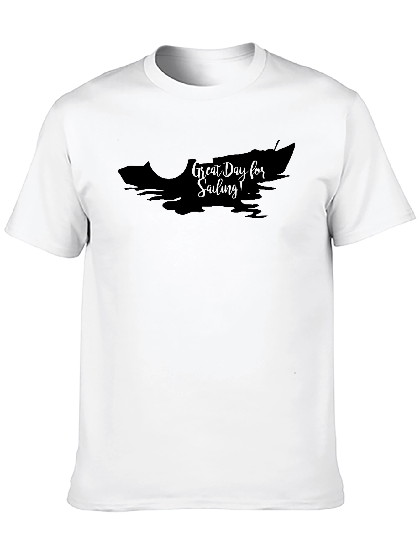 Black Great Day for Sailing T-Shirt - Black Cotton Tee view 10