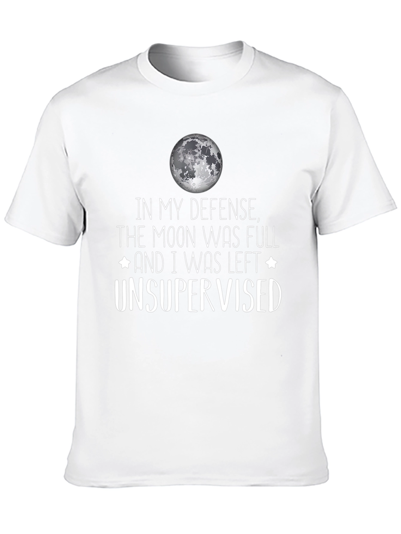 Black Funny Moon Full Unsupervised Graphic T-Shirt view 10