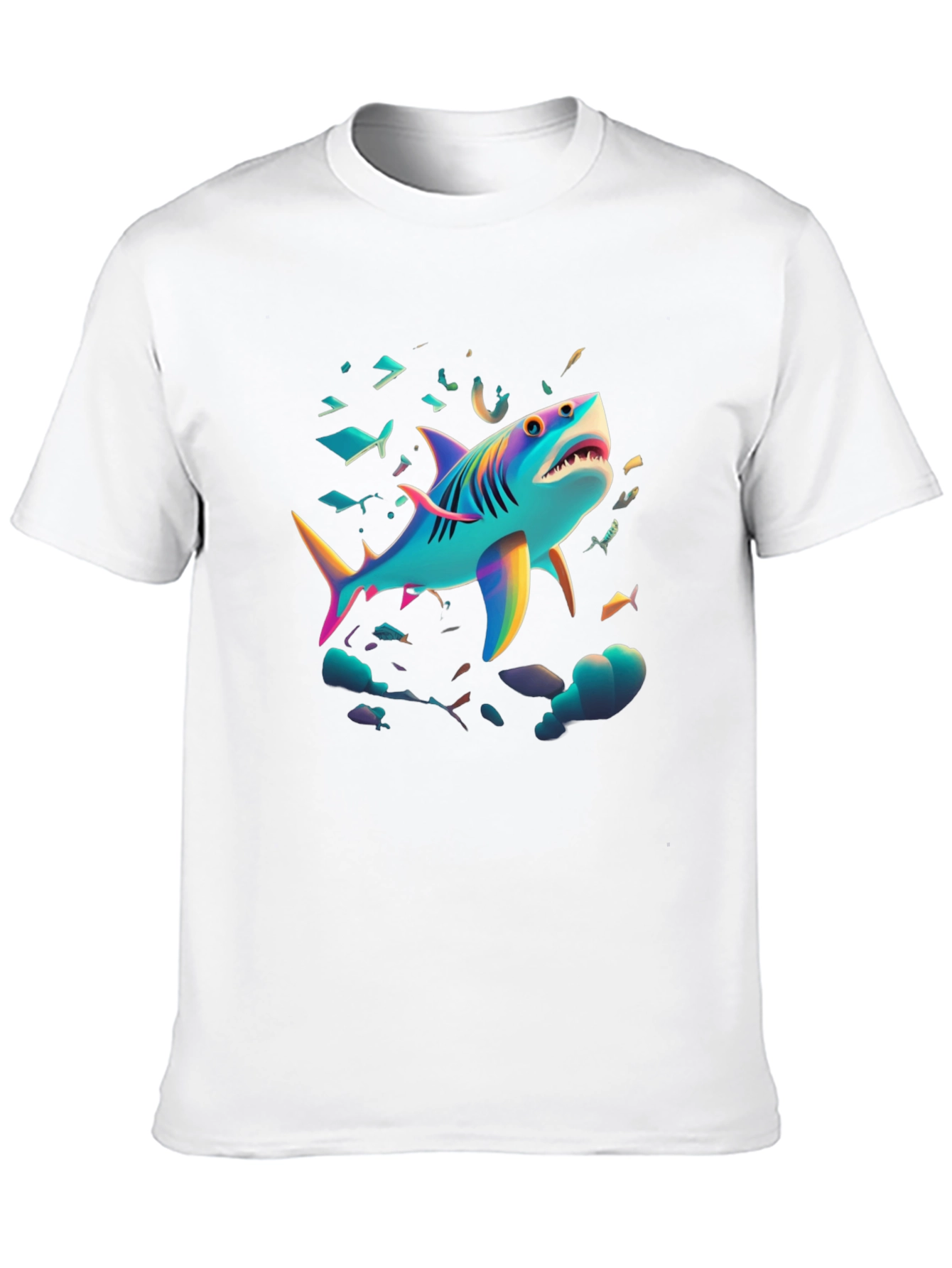 Black Vibrant Shark Graphic Tee - Black Cotton Blend view 10