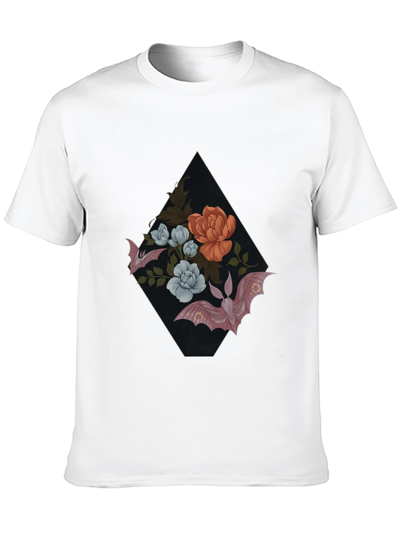 Black Floral Bat Graphic Tee - Gothic Style view 10