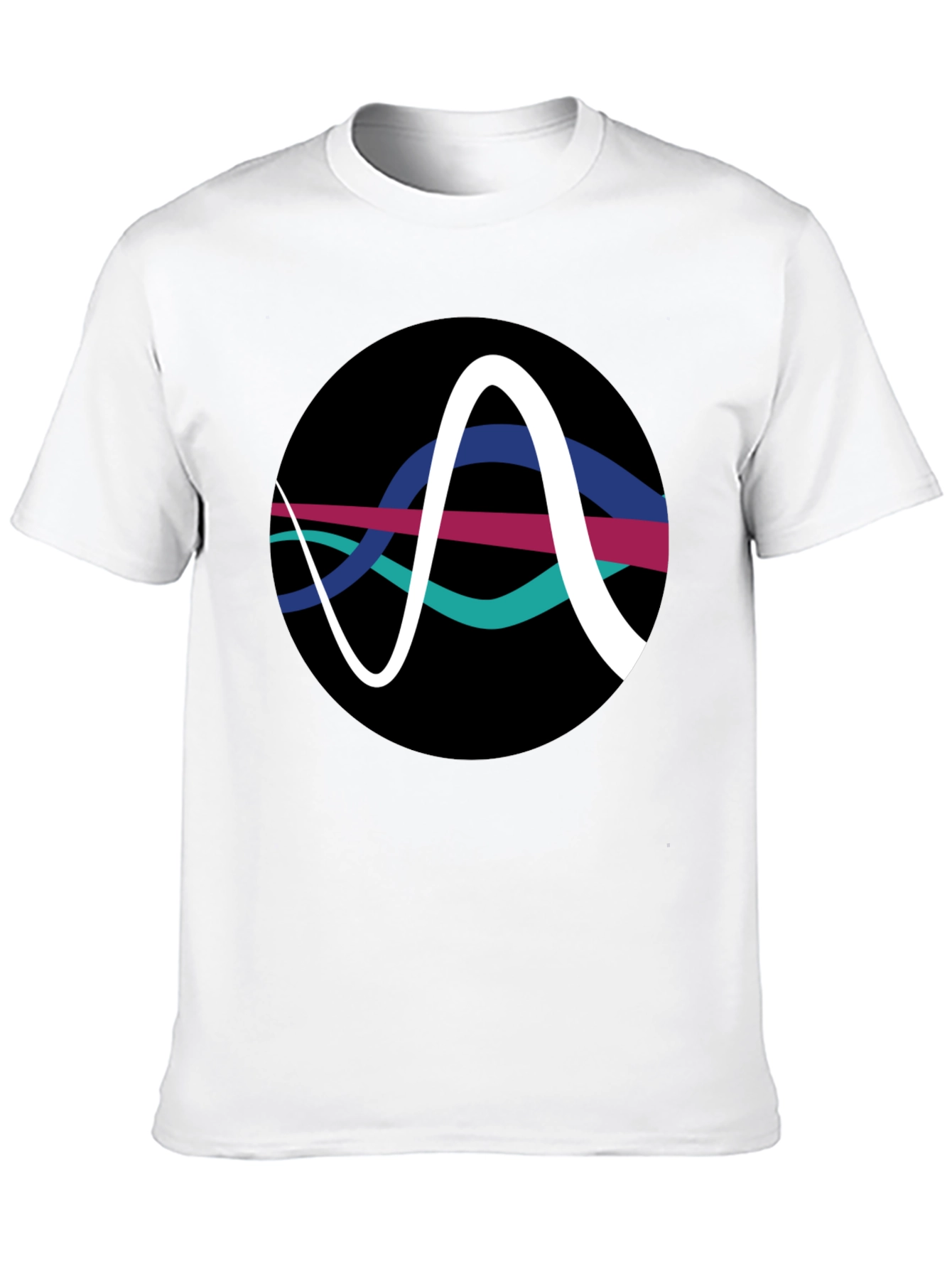Black Abstract Wave Graphic Tee - Black Cotton T-Shirt view 10