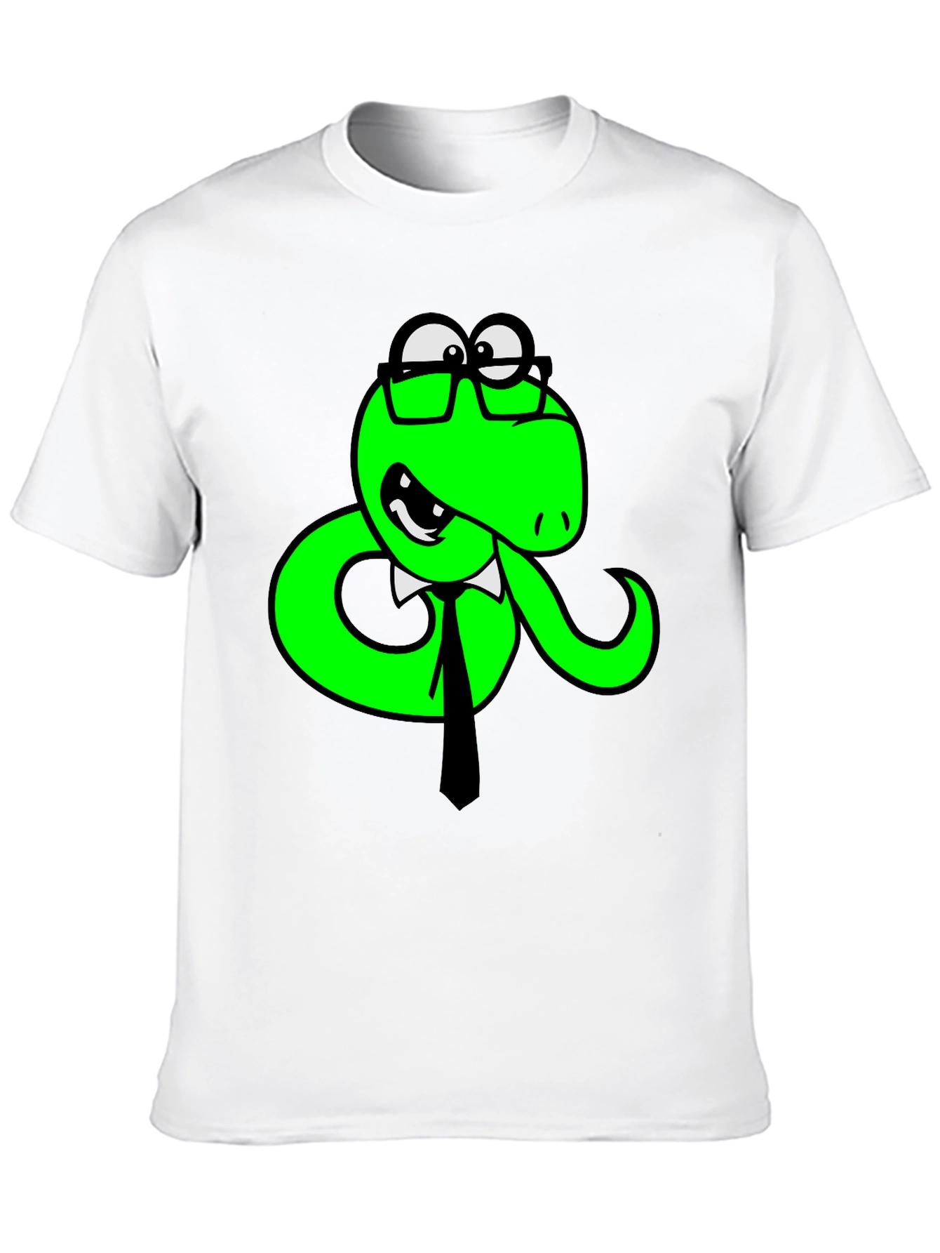 Black Funny Snake with Glasses Black T-Shirt view 10