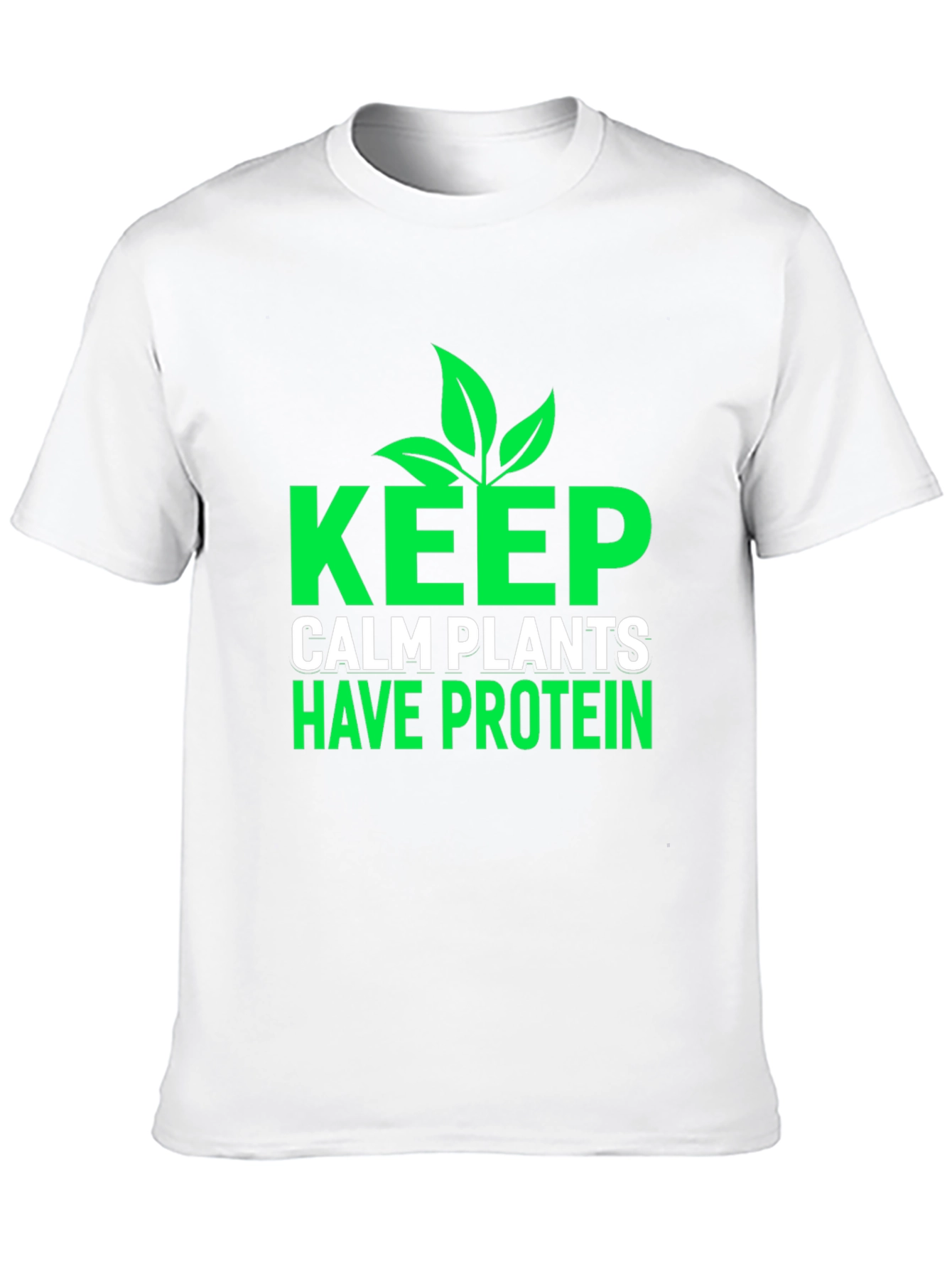 Black Keep Calm Plants Have Protein T-Shirt - Vegan Friendly view 10