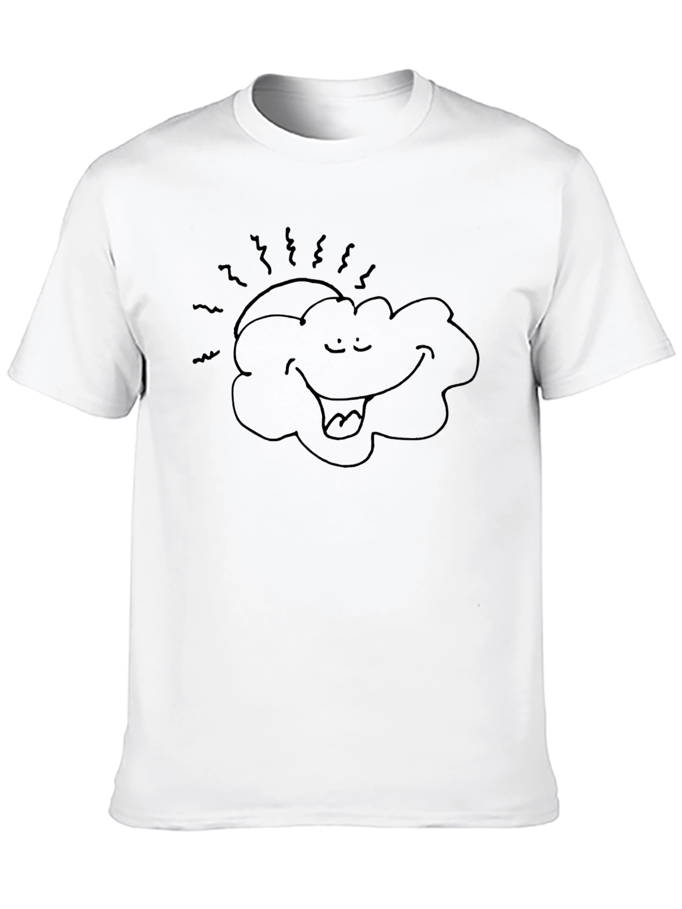 Black Funny Cartoon Smiling Sun & Cloud Graphic T-Shirt view 10