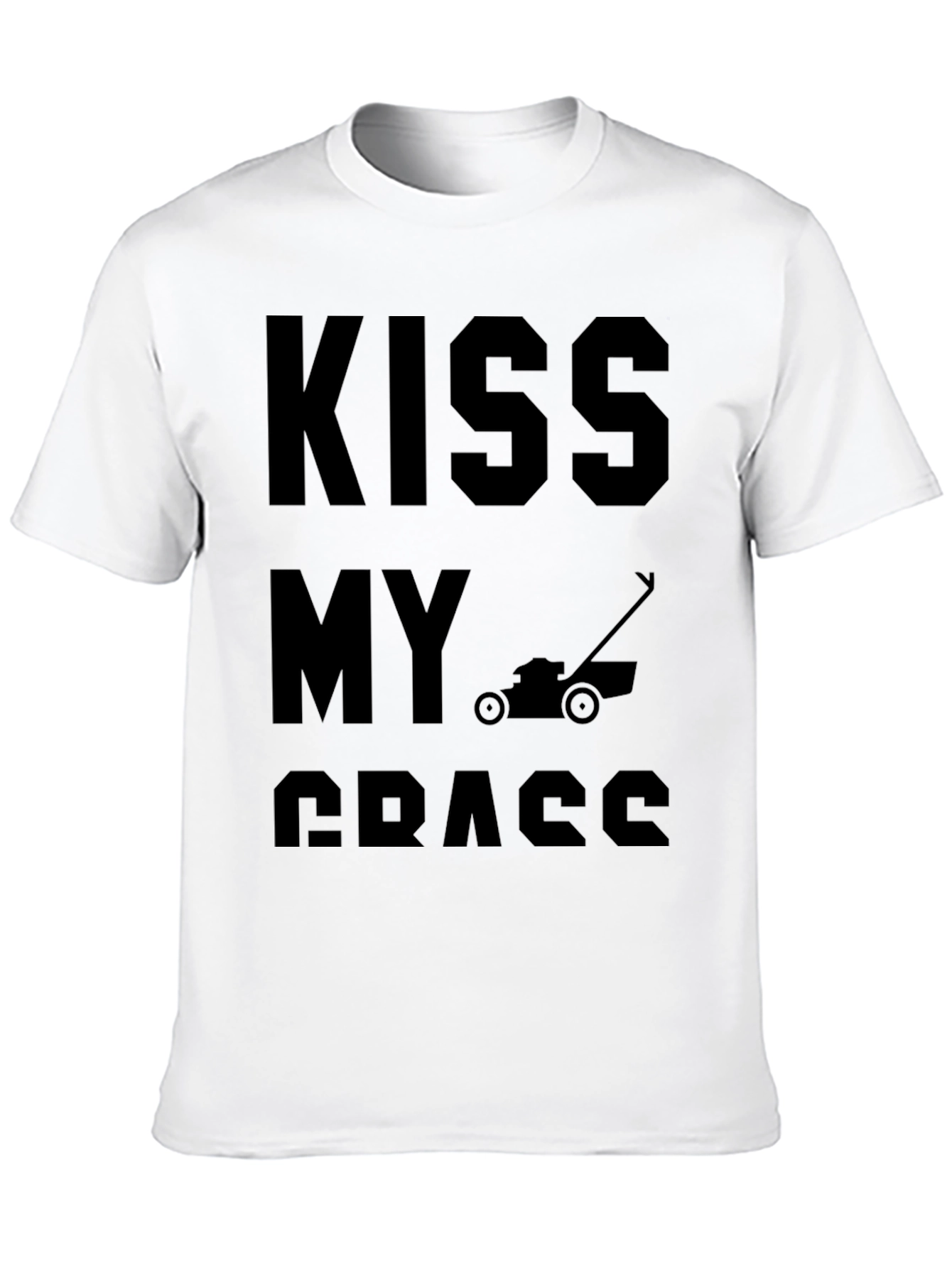 Black Kiss My Grass Funny Lawn Mower T-Shirt view 10