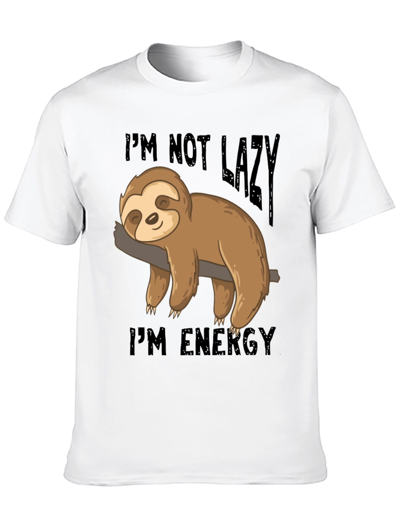 Black Lazy Sloth Energy T-Shirt - Comfortable Cotton Blend Tee view 10