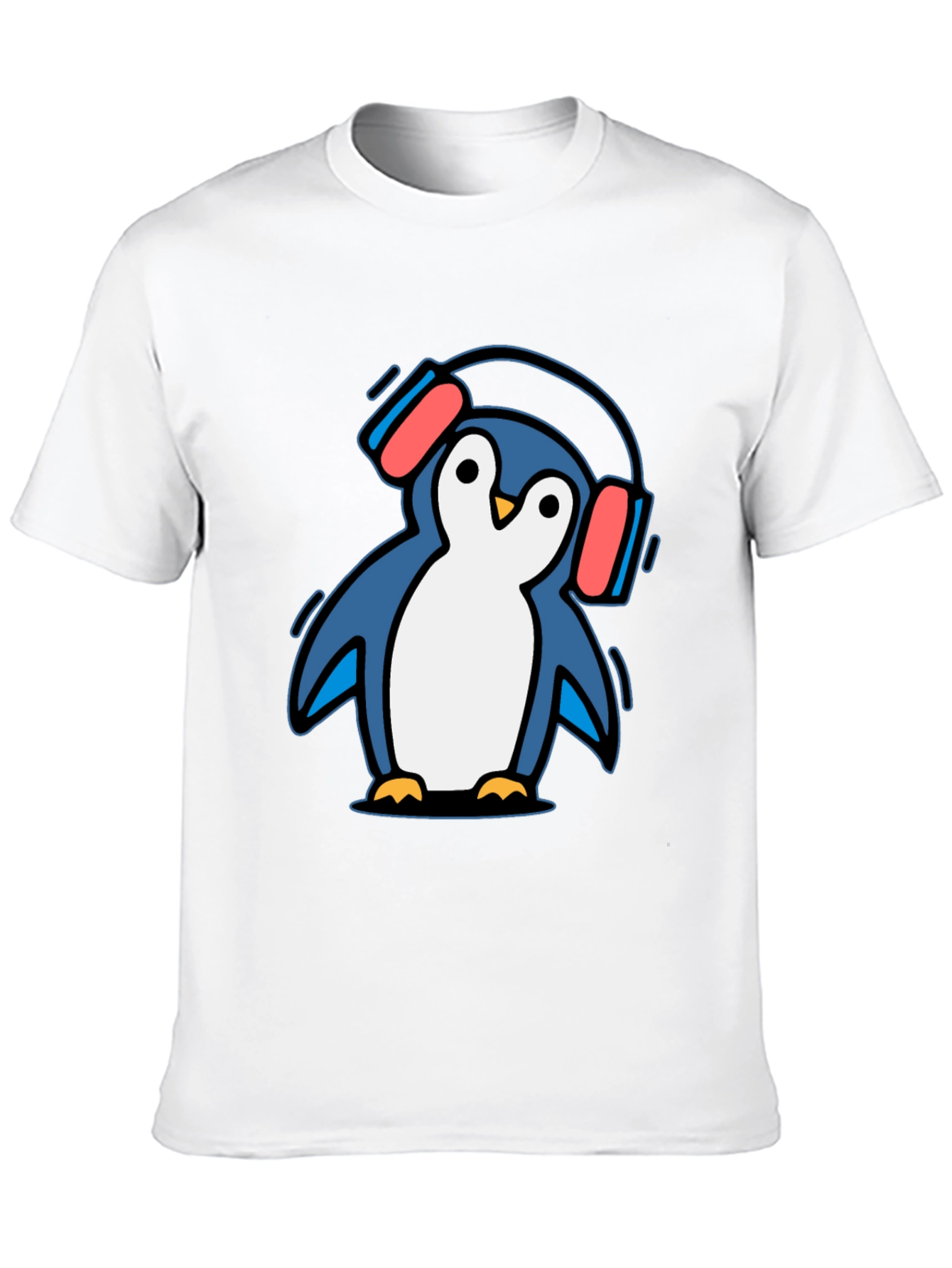 Black Penguin Headphone T-Shirt - Cool Graphic Tee view 10