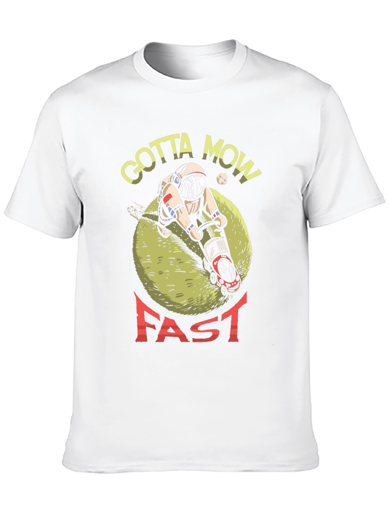 Black Gotta Mow Fast T-Shirt, Astronaut Lawn Mower Design view 10