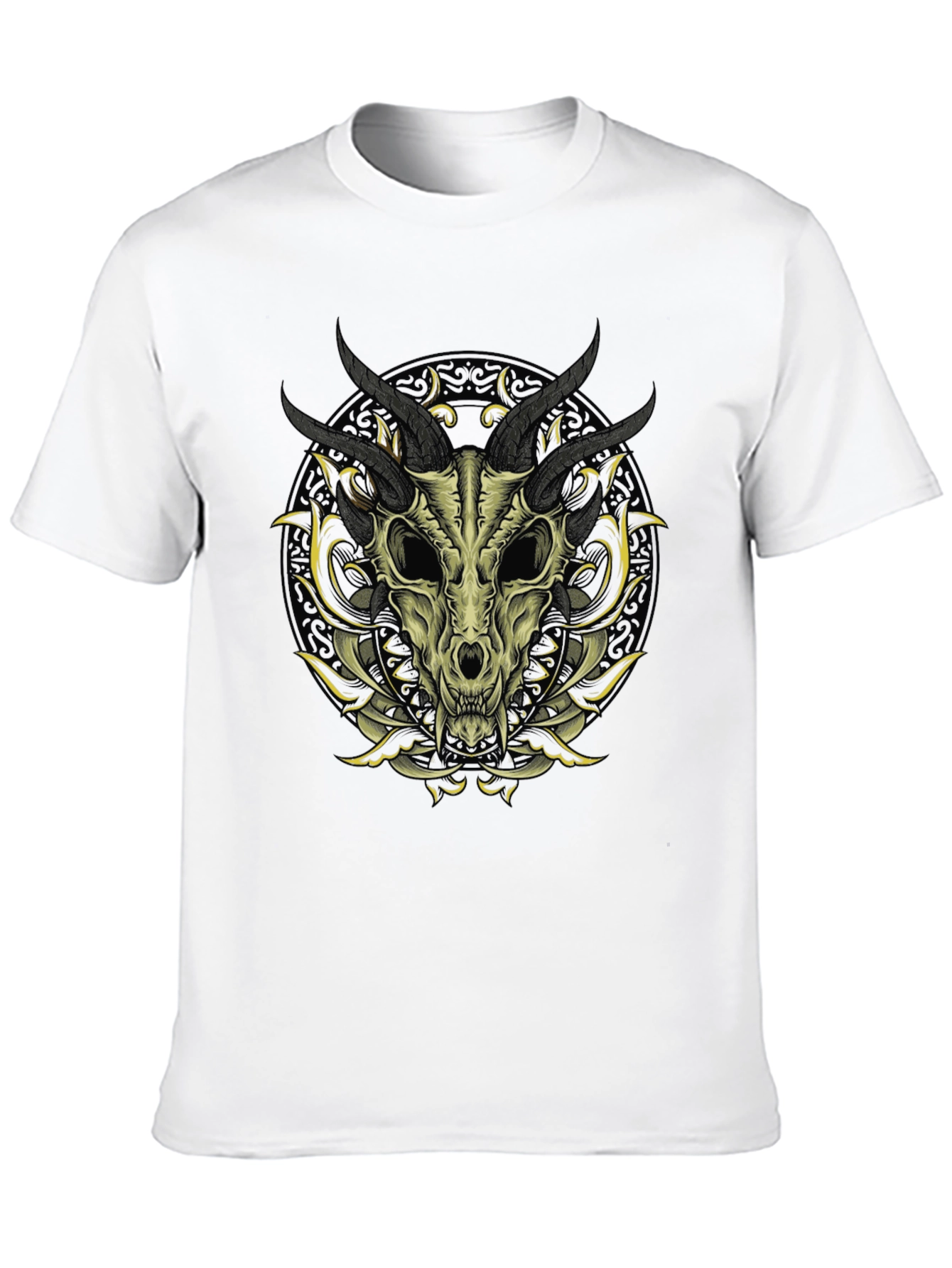 Black Skull & Horns Graphic Print T-Shirt view 10